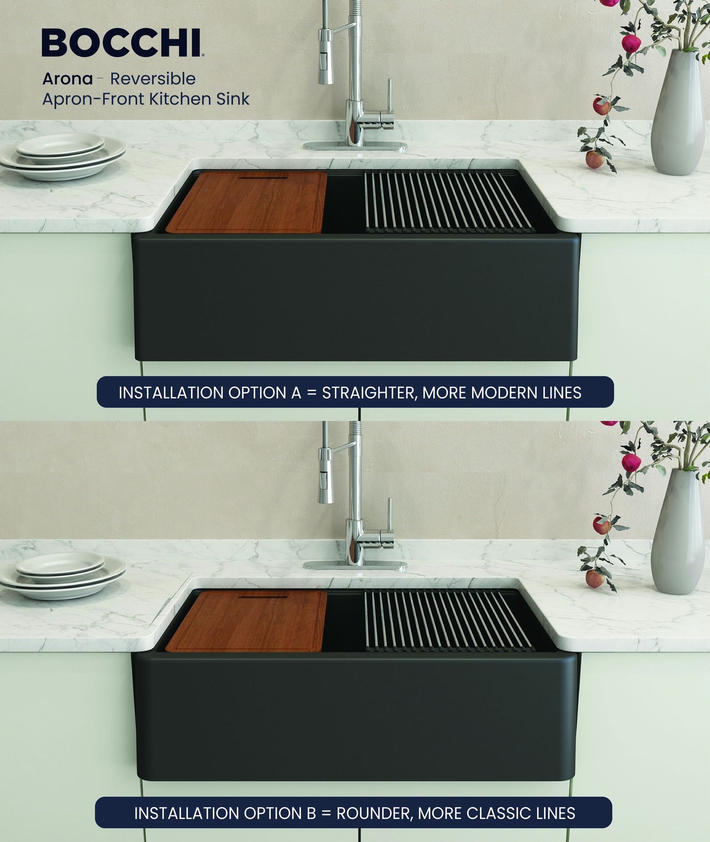 Arona Apron-Front 33" Single Bowl Granite Composite Kitchen Sink in Matte Black