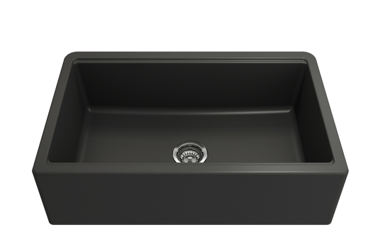 Arona Apron-Front 33" Single Bowl Granite Composite Kitchen Sink in Matte Black