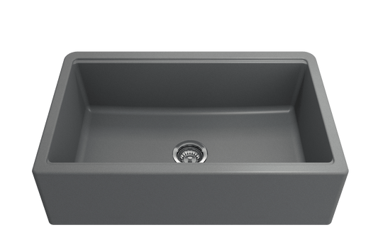 Arona Apron-Front 33" Single Bowl Granite Composite Kitchen Sink Concrete Gray