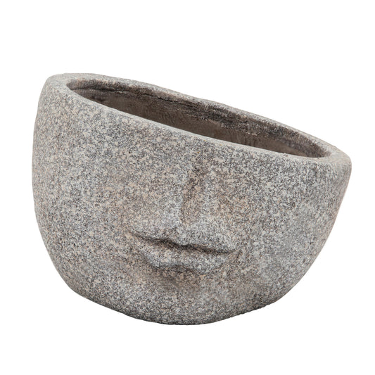 Resin, 8" Half Face Planter, Gray