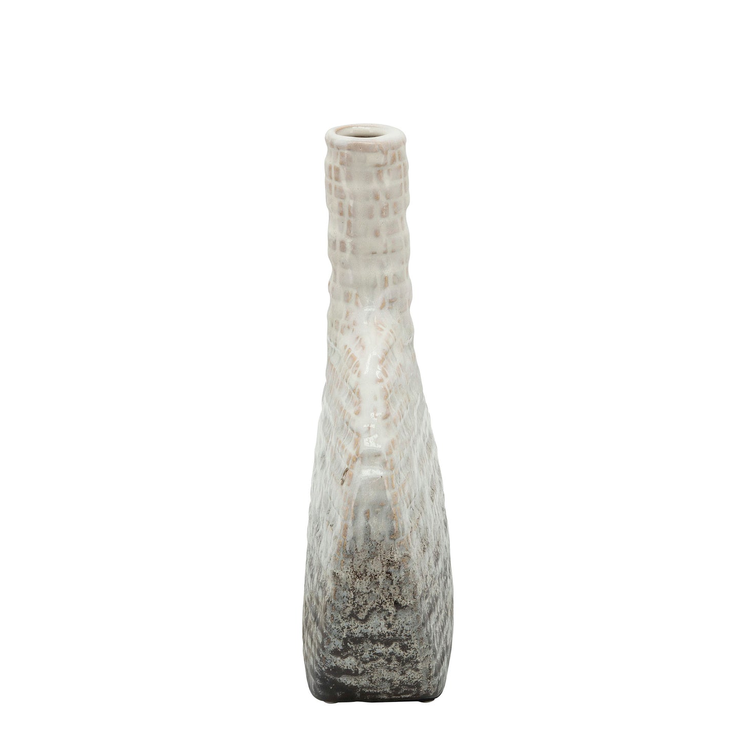 10"h Textured Oval 2-tone Vase, Beige