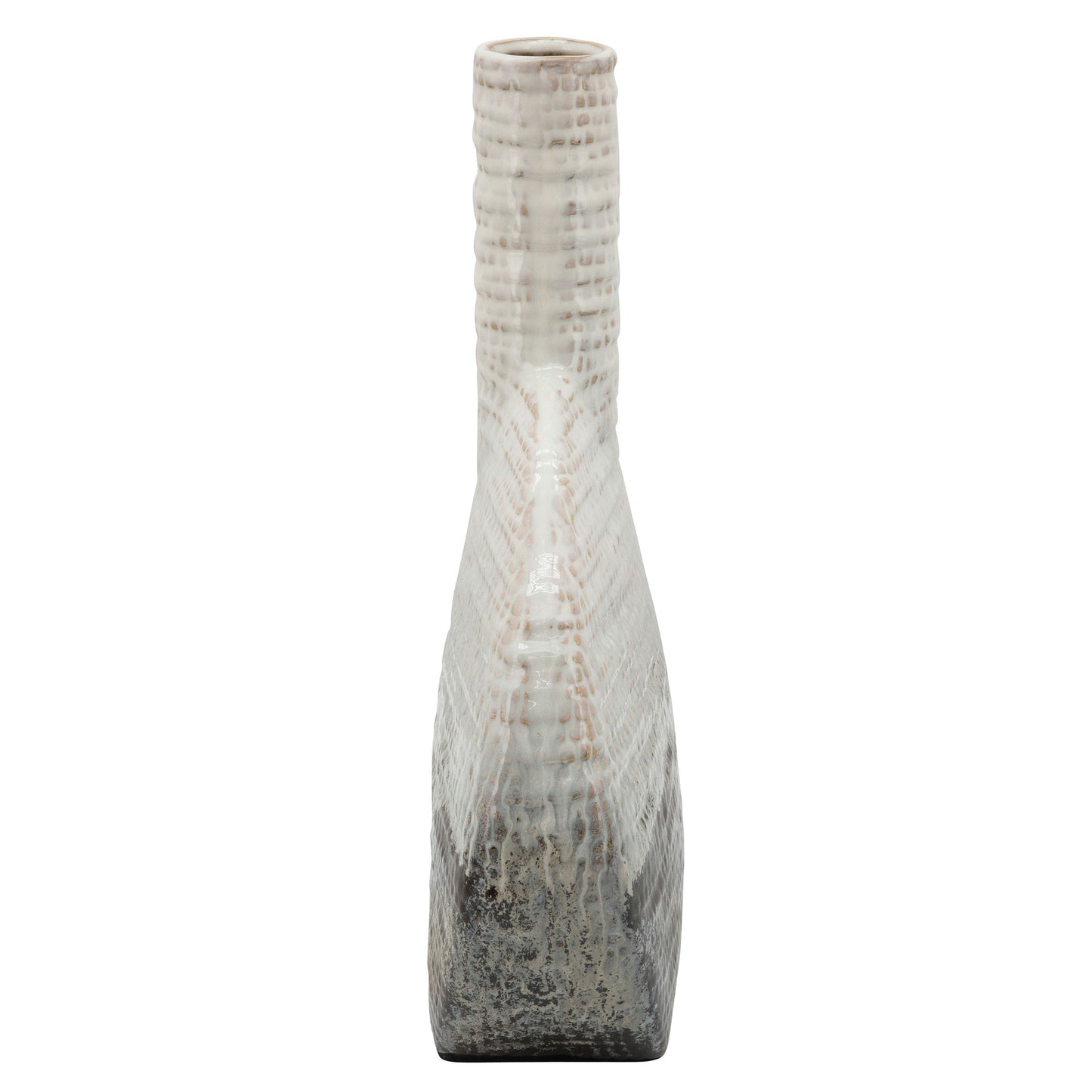 14"h Textured Oval 2-tone Vase, Beige