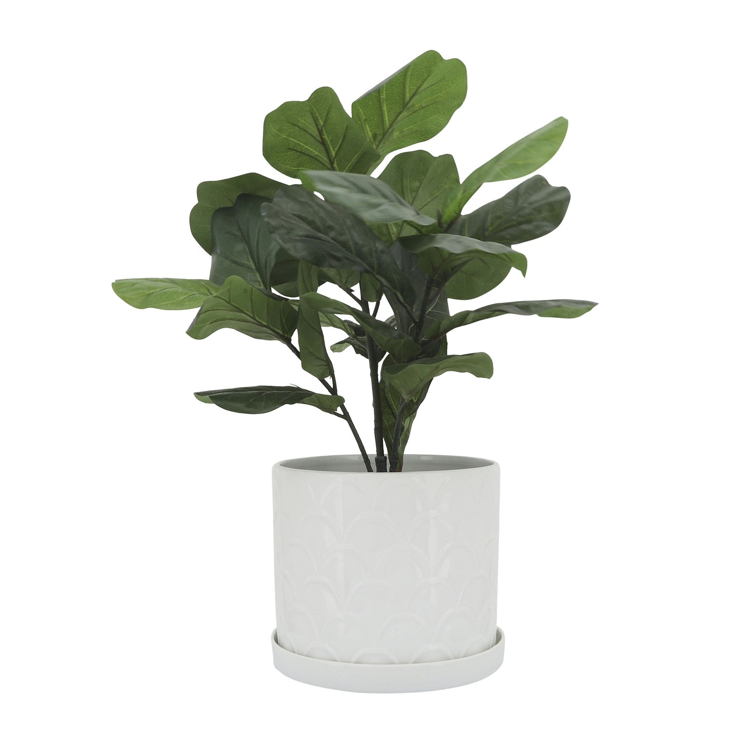 S/2 10/12" Scaly Planter W/ Saucer, White