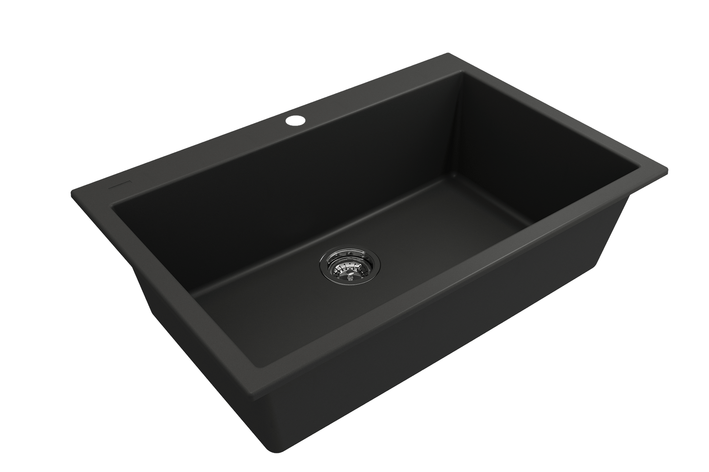 Campino Uno Dual Mount Granite 33" Single Bowl Kitchen Sink in Matte Black