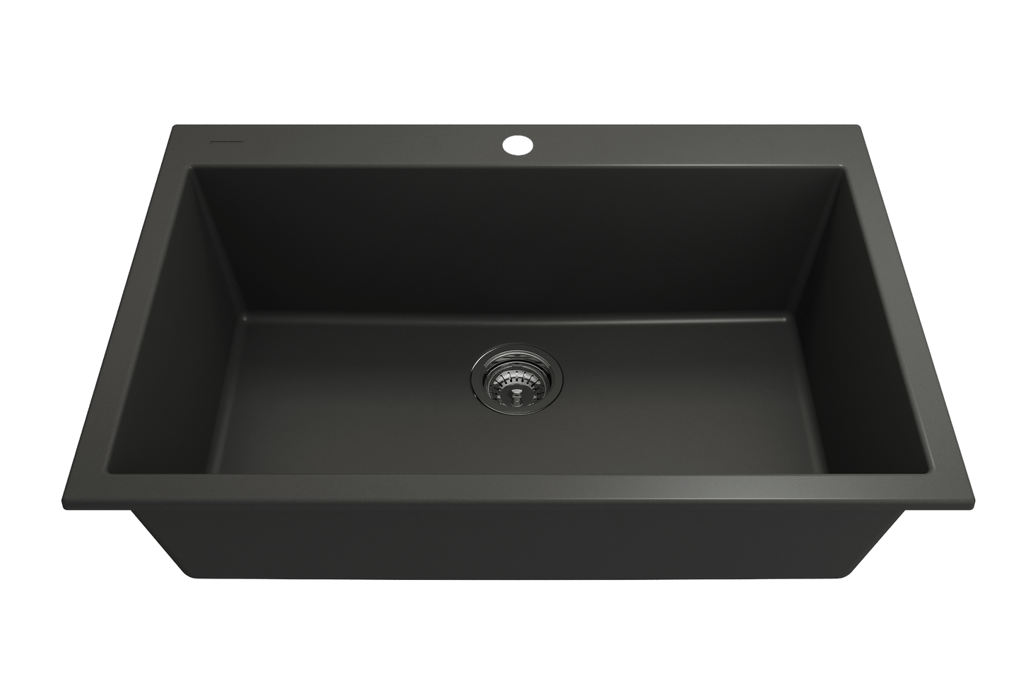 Campino Uno Dual Mount Granite 33" Single Bowl Kitchen Sink in Matte Black