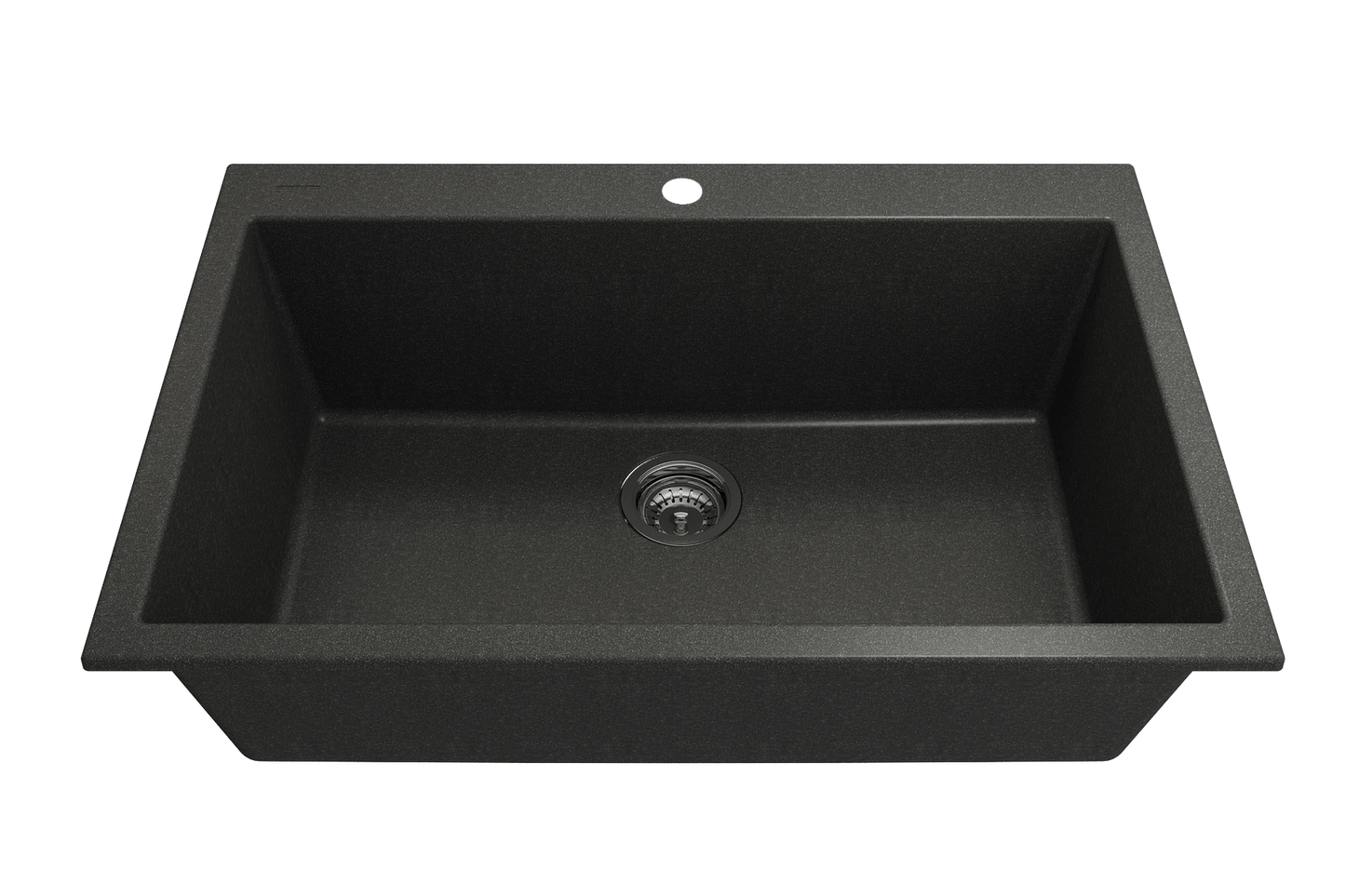 Campino Uno Dual Mount Granite 33" Single Bowl Kitchen Sink in Metallic Black