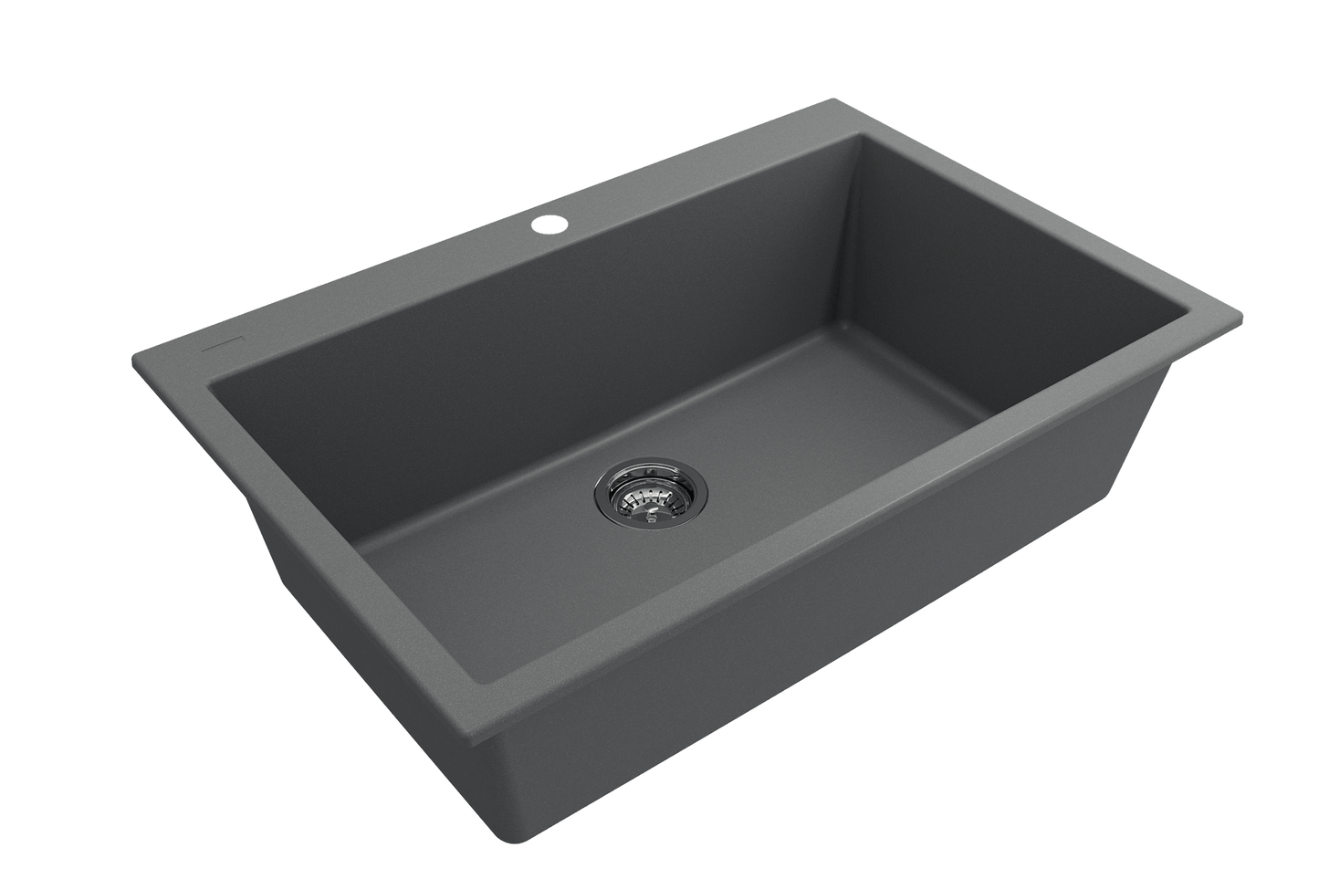 Campino Uno Dual Mount Granite 33" Single Bowl Kitchen Sink in Concrete Gray