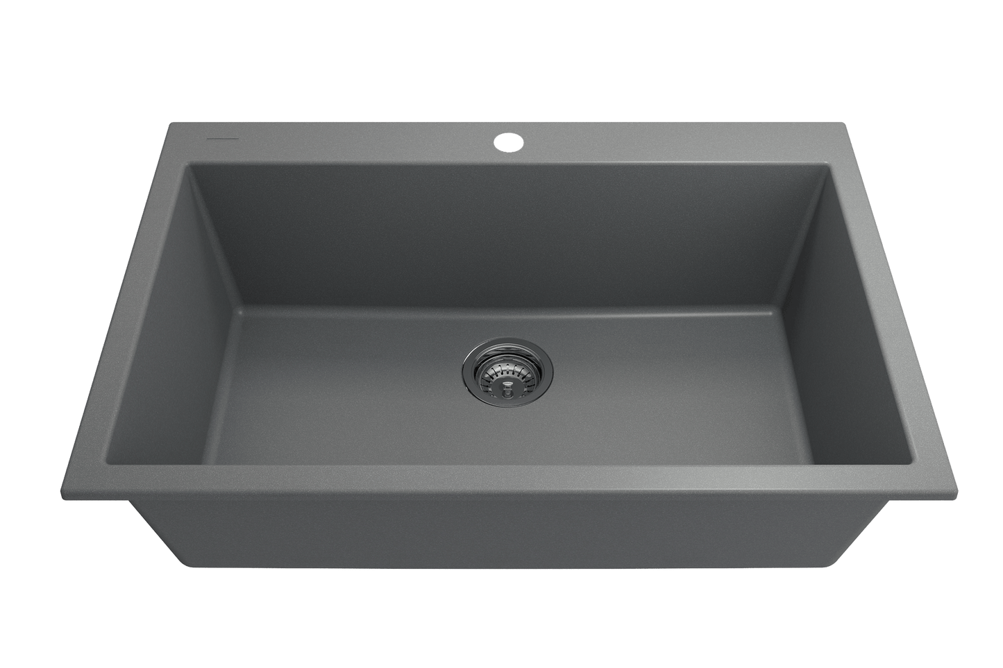 Campino Uno Dual Mount Granite 33" Single Bowl Kitchen Sink in Concrete Gray