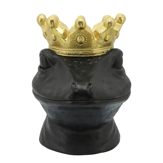 Resin 12" Gecko W/ Crown, Black