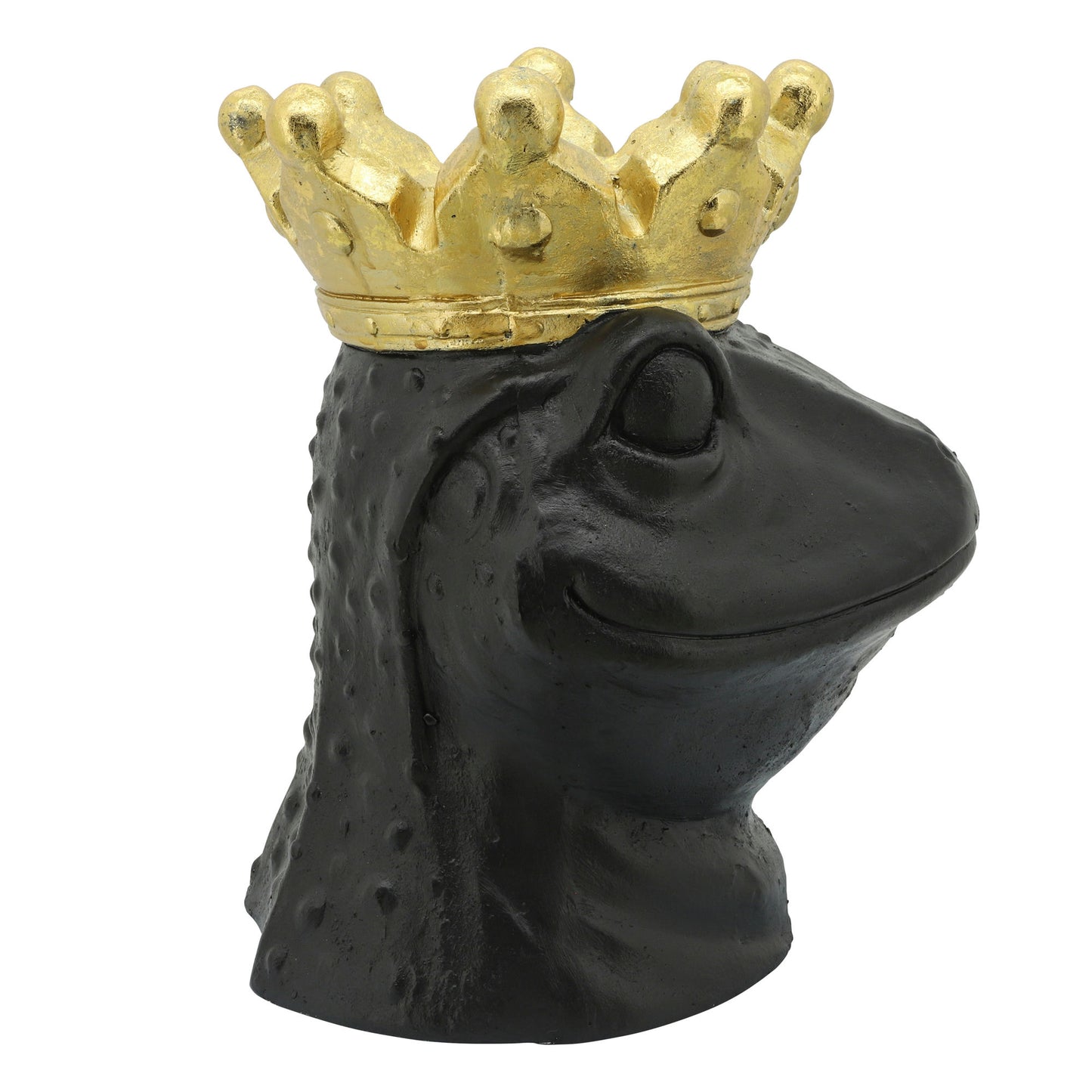 Resin 12" Gecko W/ Crown, Black
