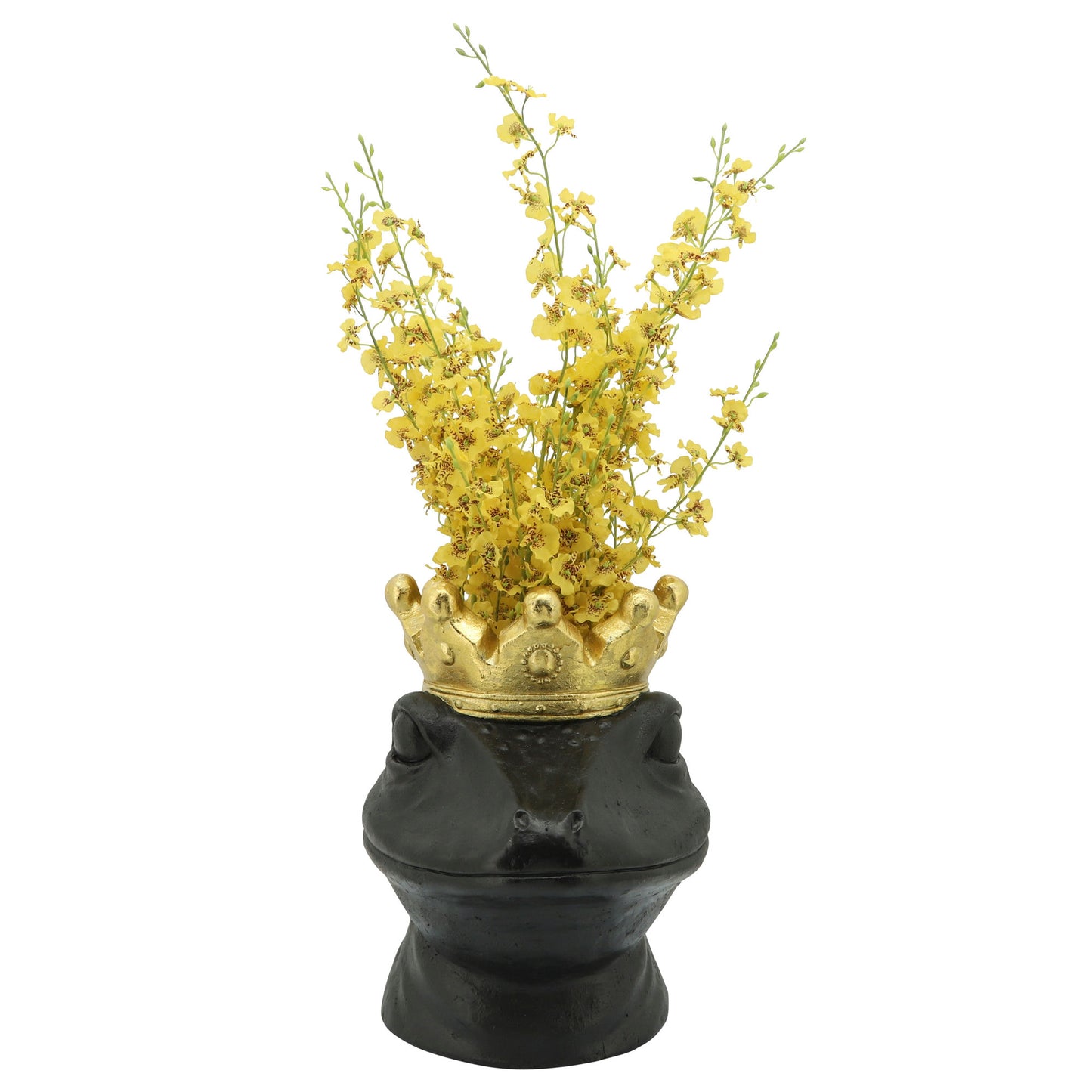 Resin 12" Gecko W/ Crown, Black
