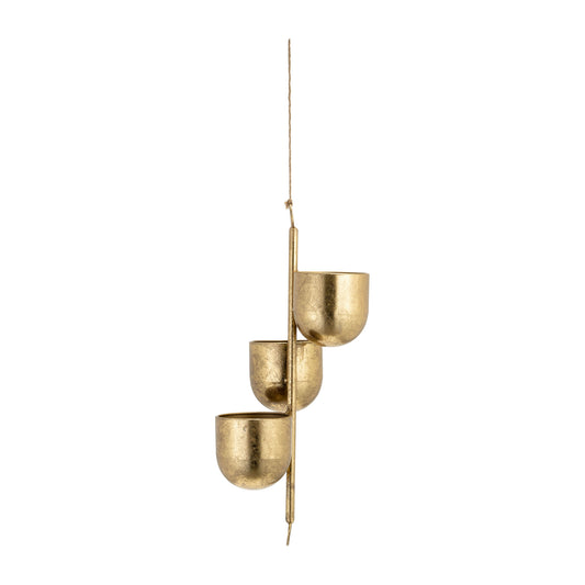 Metal 4" 3-hanging Planters, Gold