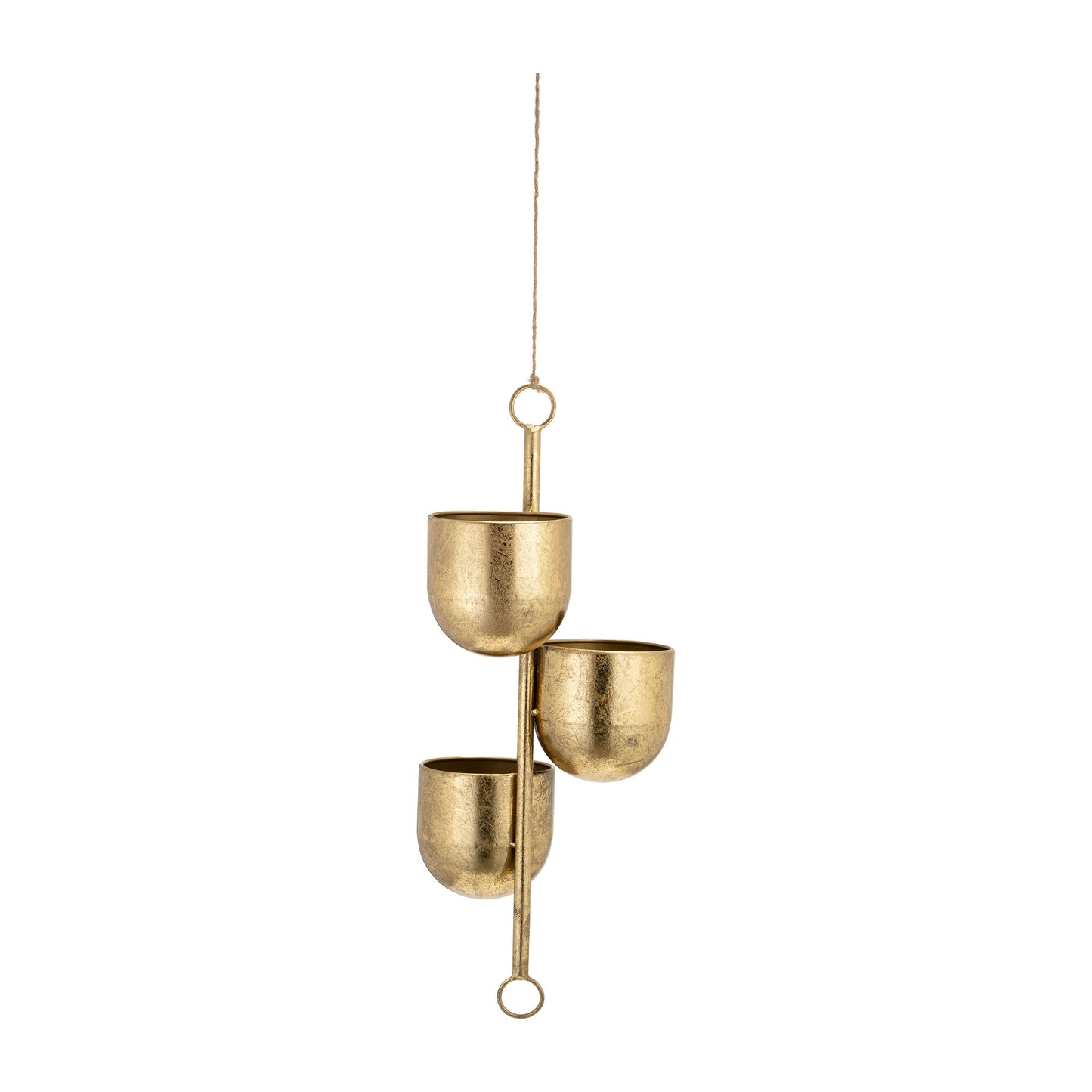 Metal 4" 3-hanging Planters, Gold