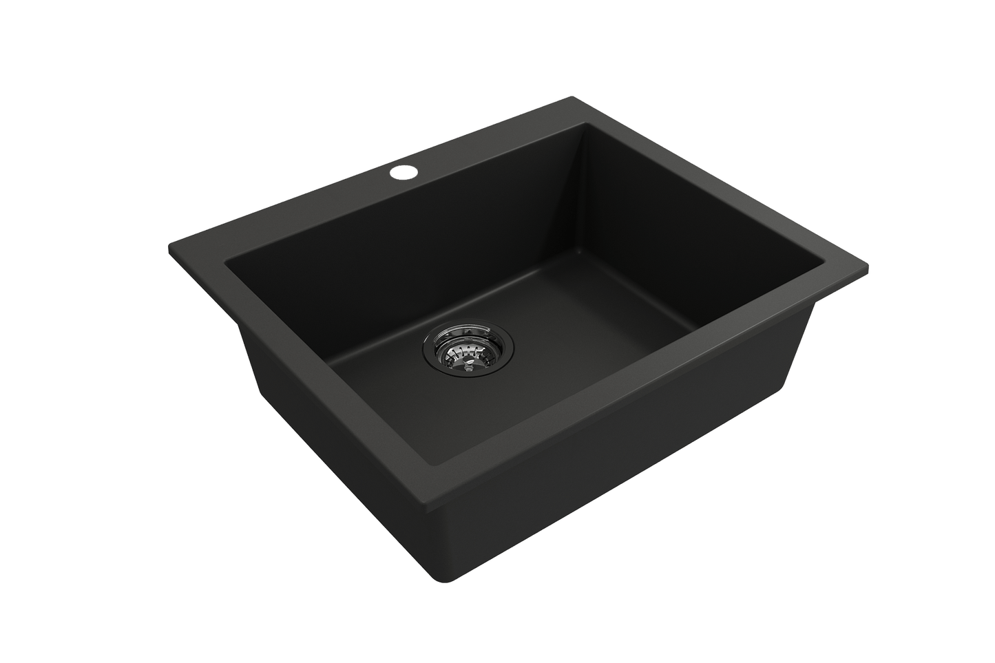 Campino Uno Dual Mount Granite 24" Single Bowl Kitchen Sink in Matte Black