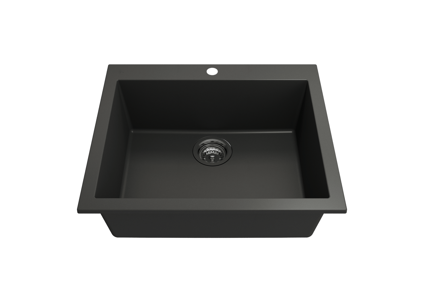 Campino Uno Dual Mount Granite 24" Single Bowl Kitchen Sink in Matte Black