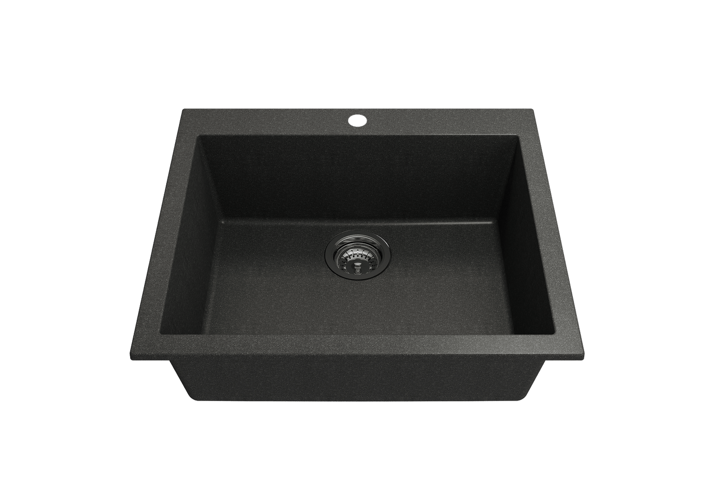 Campino Uno Dual Mount Granite 24" Single Bowl Kitchen Sink in Metallic Black