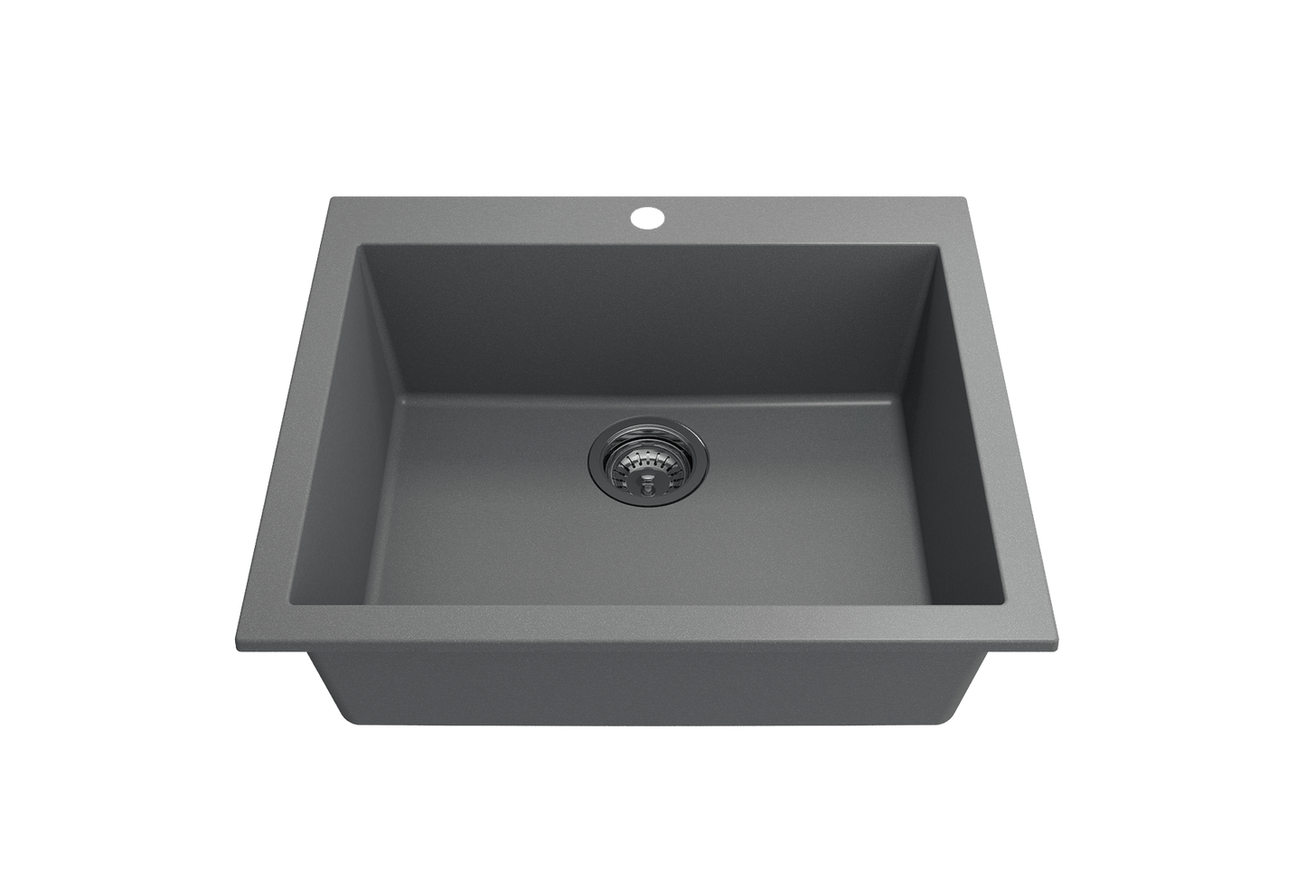 Campino Uno Dual Mount Granite 24" Single Bowl Kitchen Sink in Concrete Gray