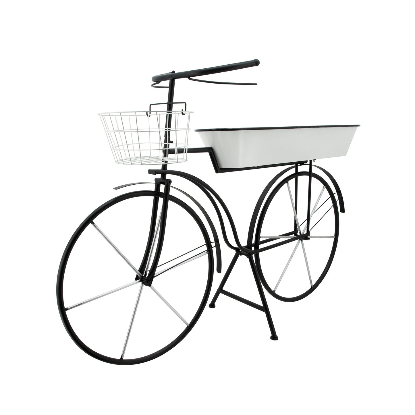 Metal 30"h Bike Planter, White Kd