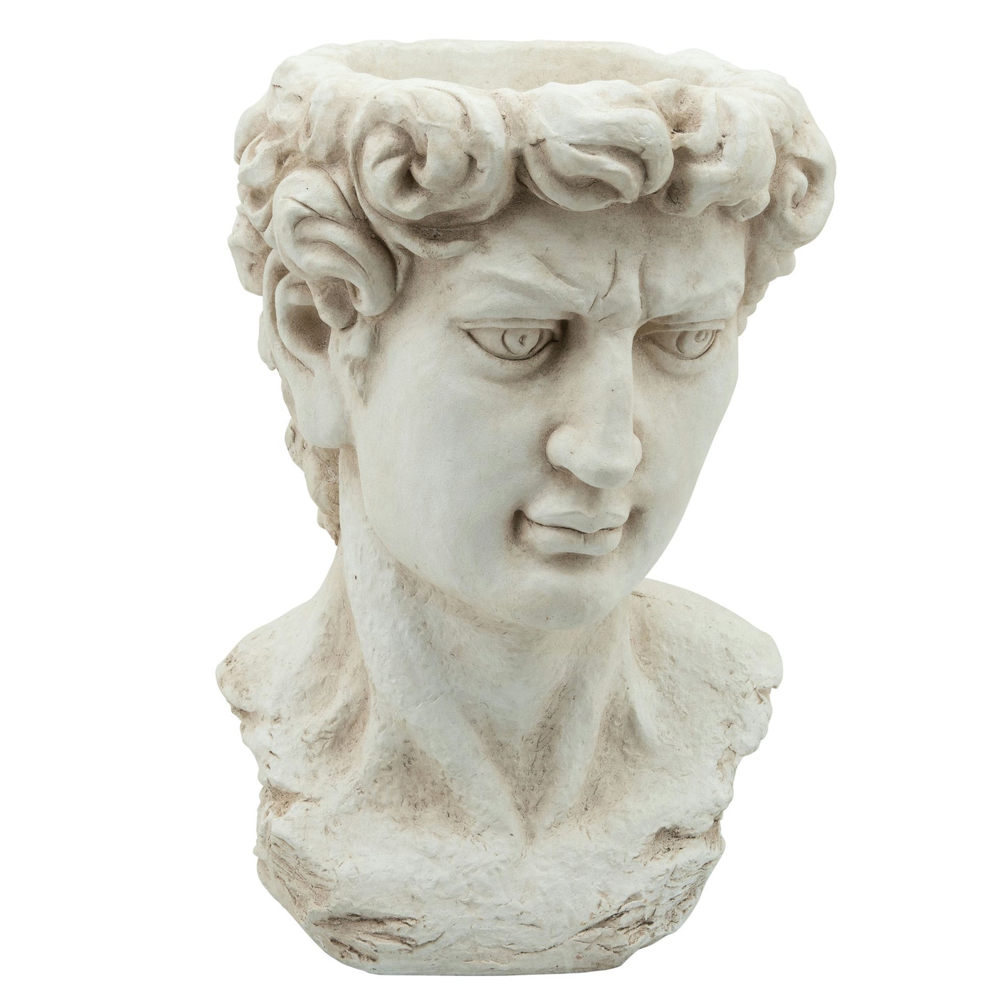 Resin, 20"h Greek God Head Planter, Antique White