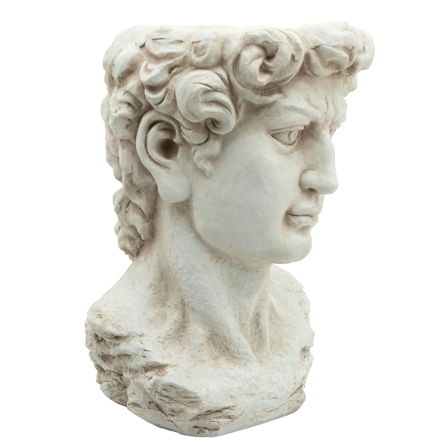 Resin, 20"h Greek God Head Planter, Antique White