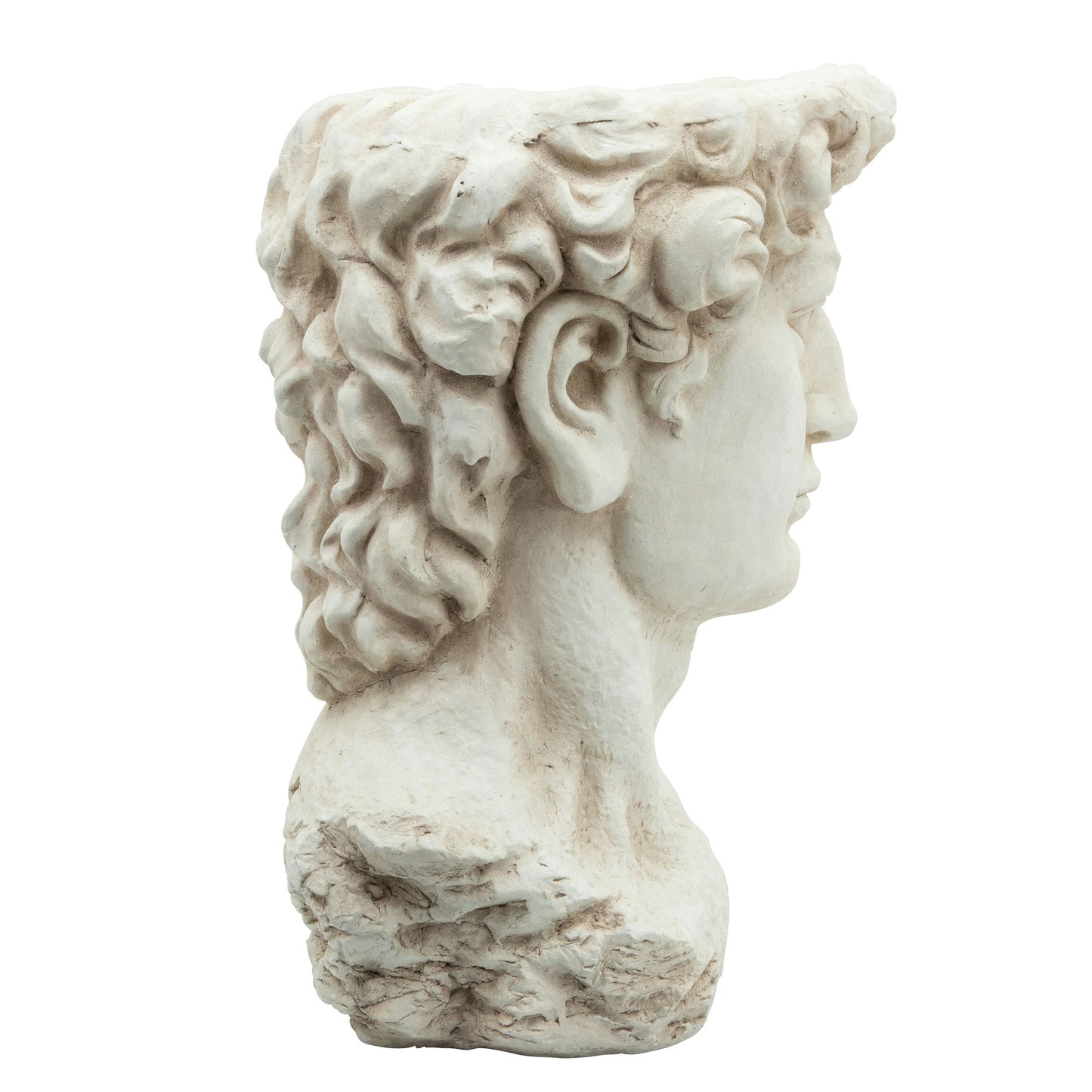 Resin, 20"h Greek God Head Planter, Antique White