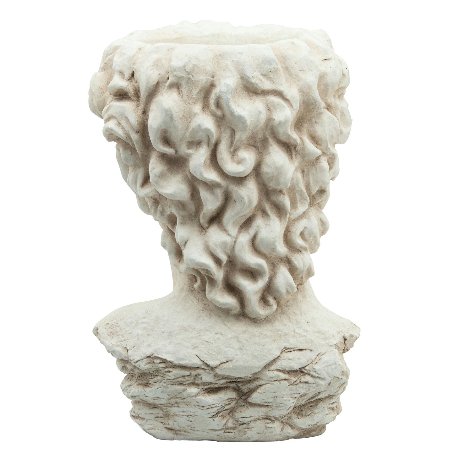 Resin, 20"h Greek God Head Planter, Antique White