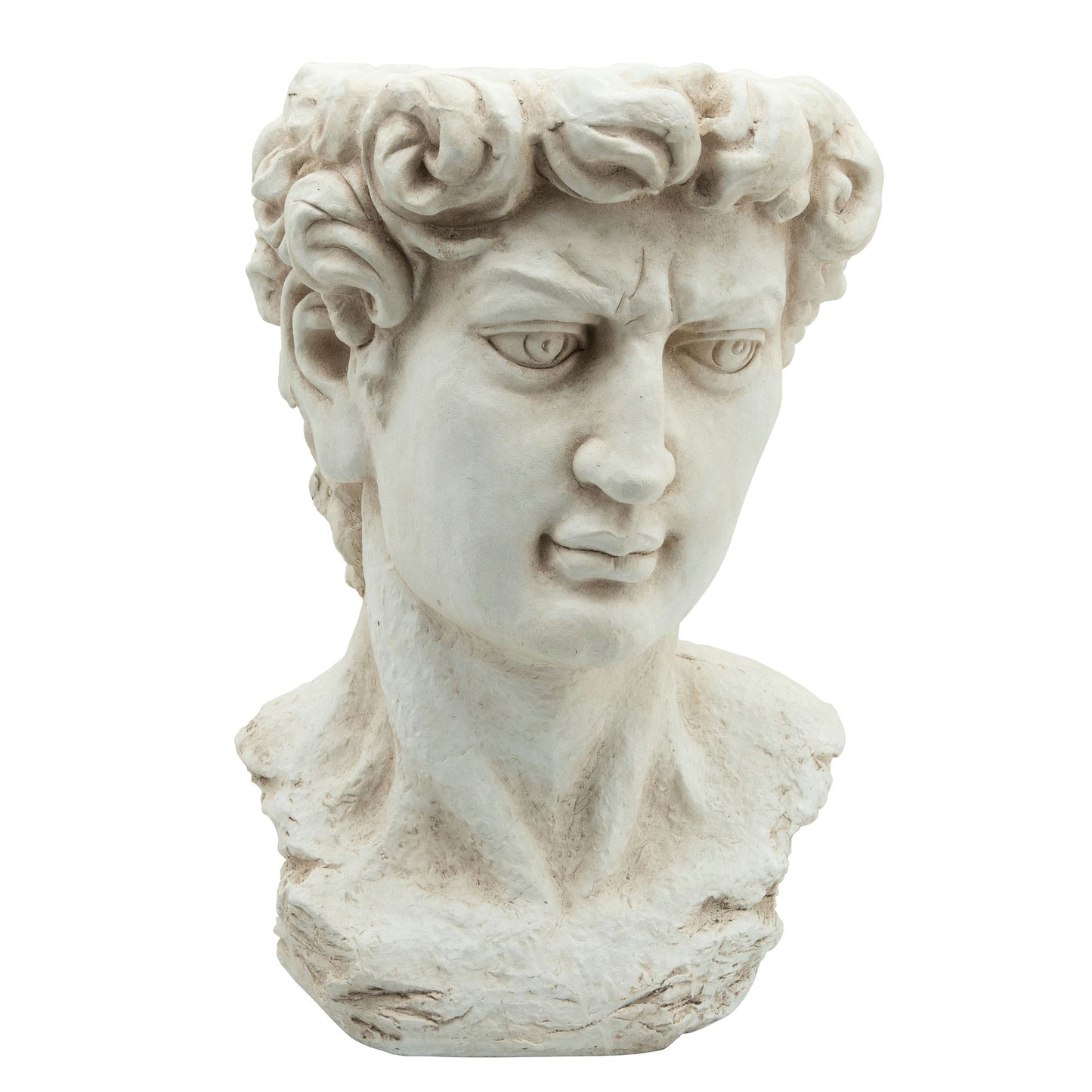 Resin, 20"h Greek God Head Planter, Antique White