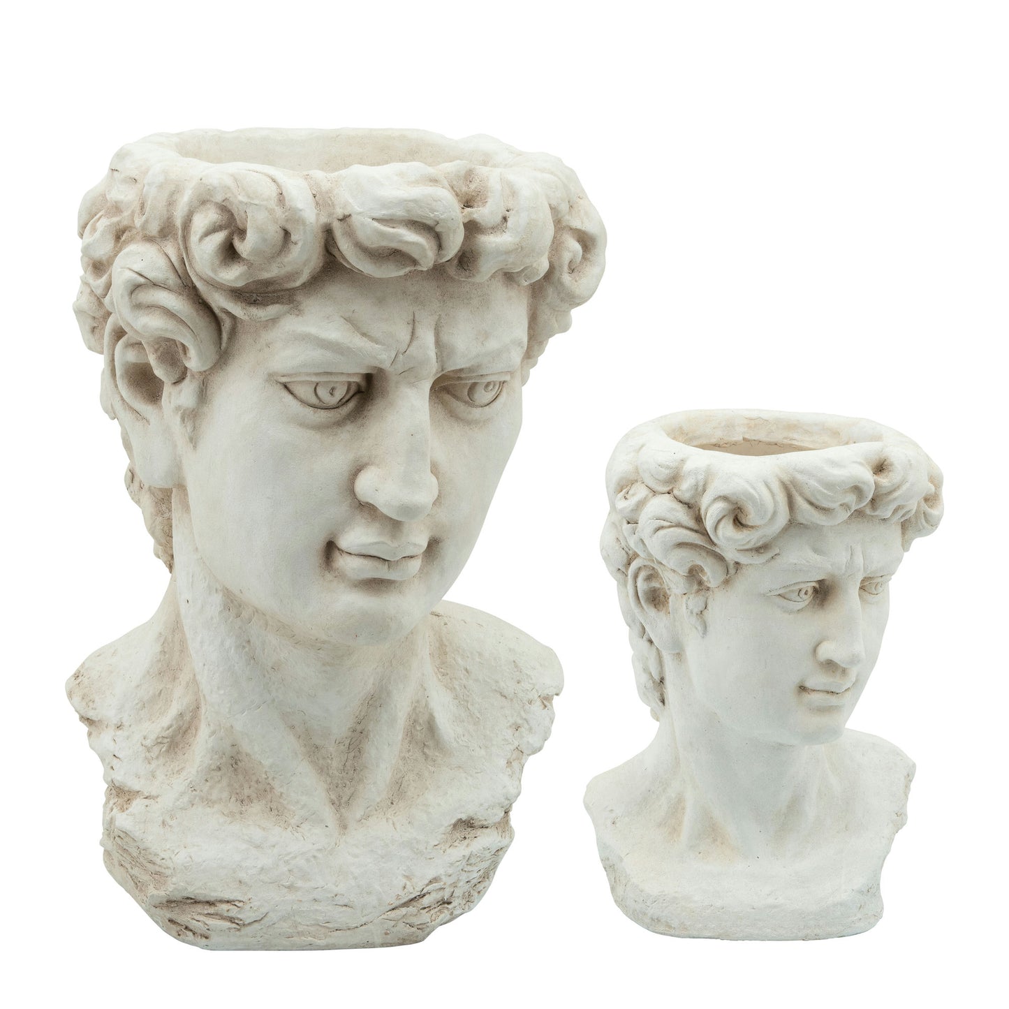 Resin, 20"h Greek God Head Planter, Antique White