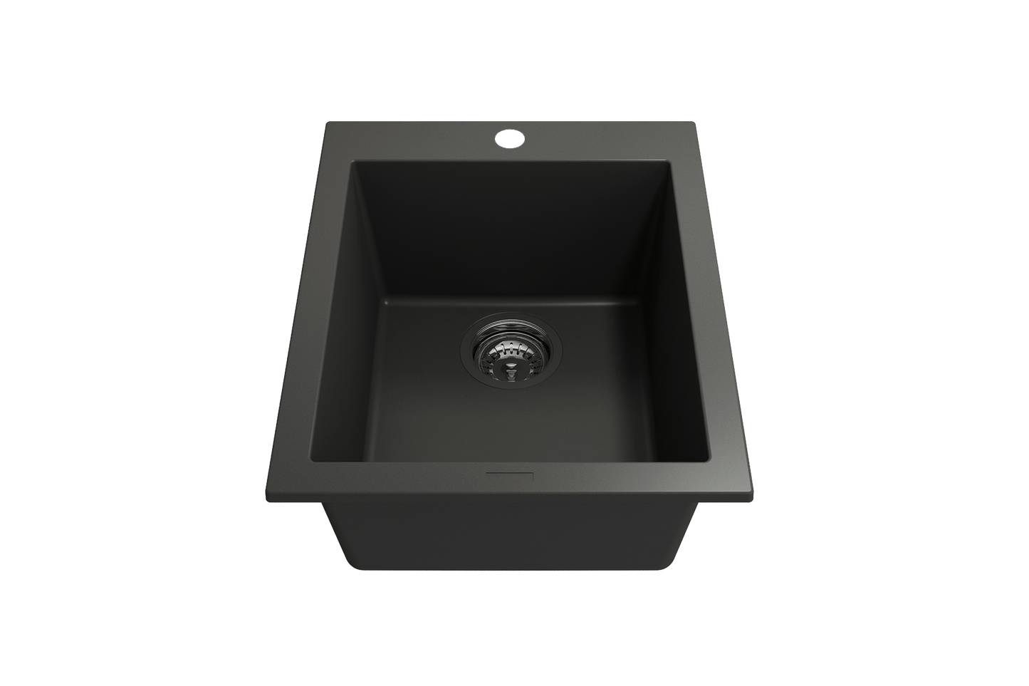 Campino Uno Dual Mount Granite Composite 16" Single Bowl Bar Sink in Matte Black