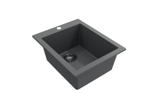 Campino Uno Dual Mount Granite Composite 16" Single Bowl Bar Sink Concrete Gray