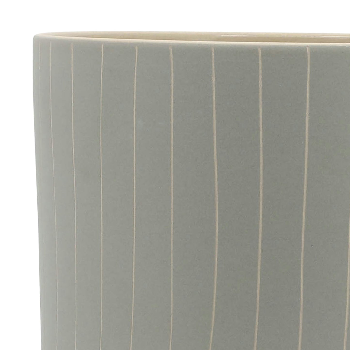 Cer, S/2 8/10" Stripes Planter W/ Stand, Tan