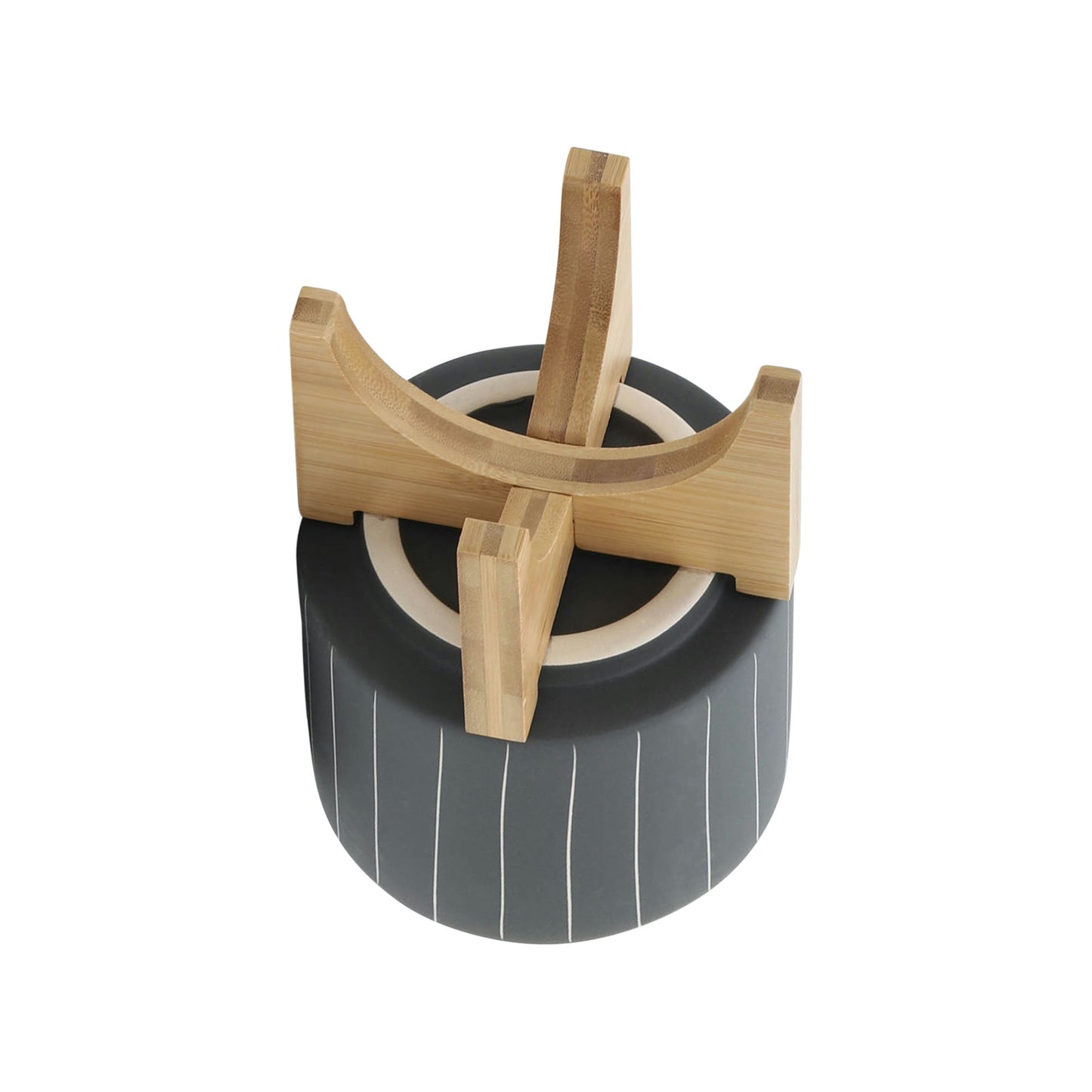 5" Stripes Planter W/ Stand, Gray