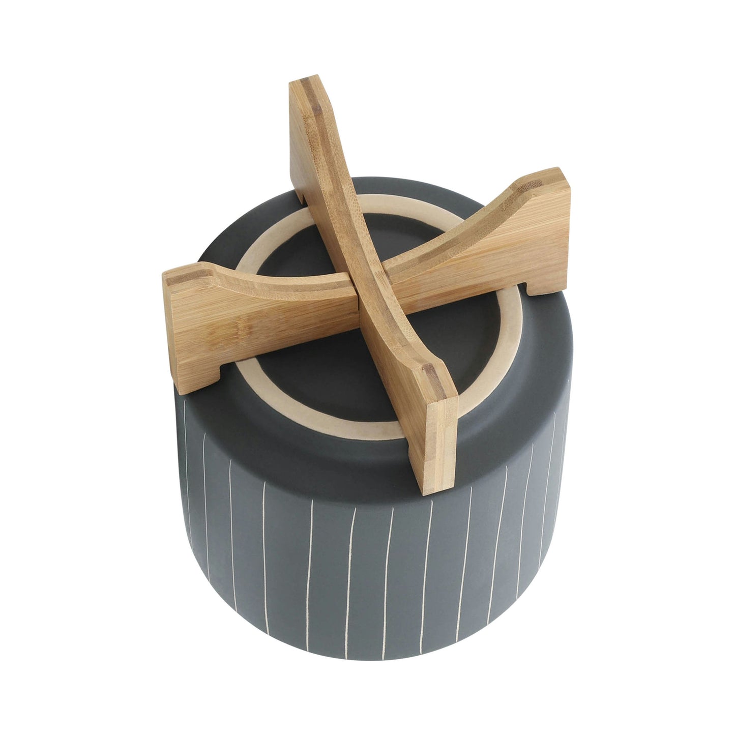 8" Stripes Planter W/ Stand, Gray