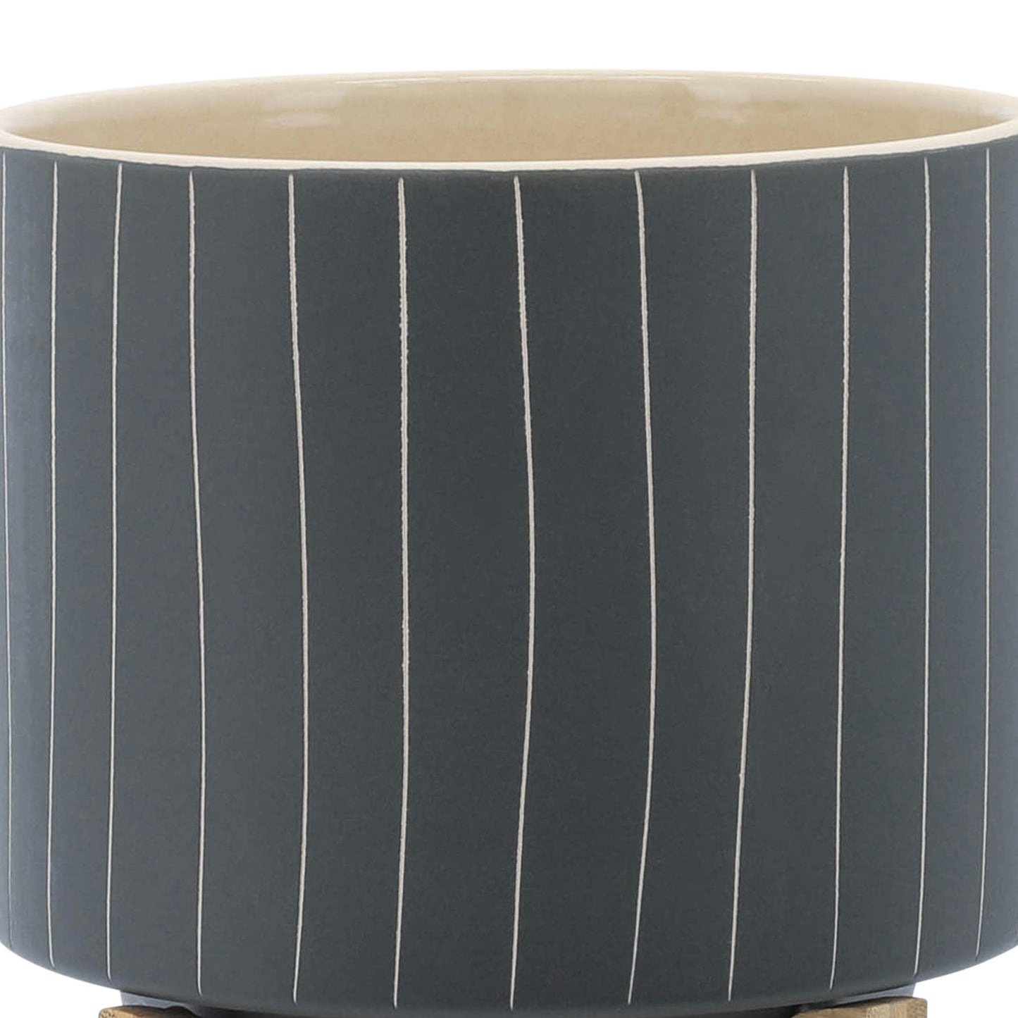 8" Stripes Planter W/ Stand, Gray