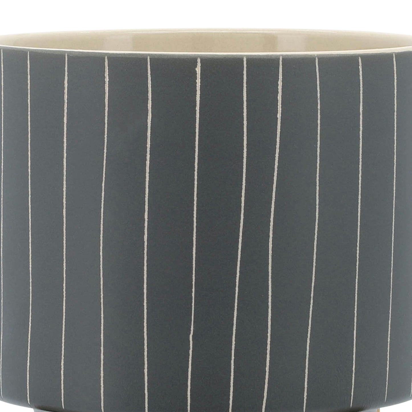 Cer, S/2 5/8" Stripes Planter W/ Stand, Gray