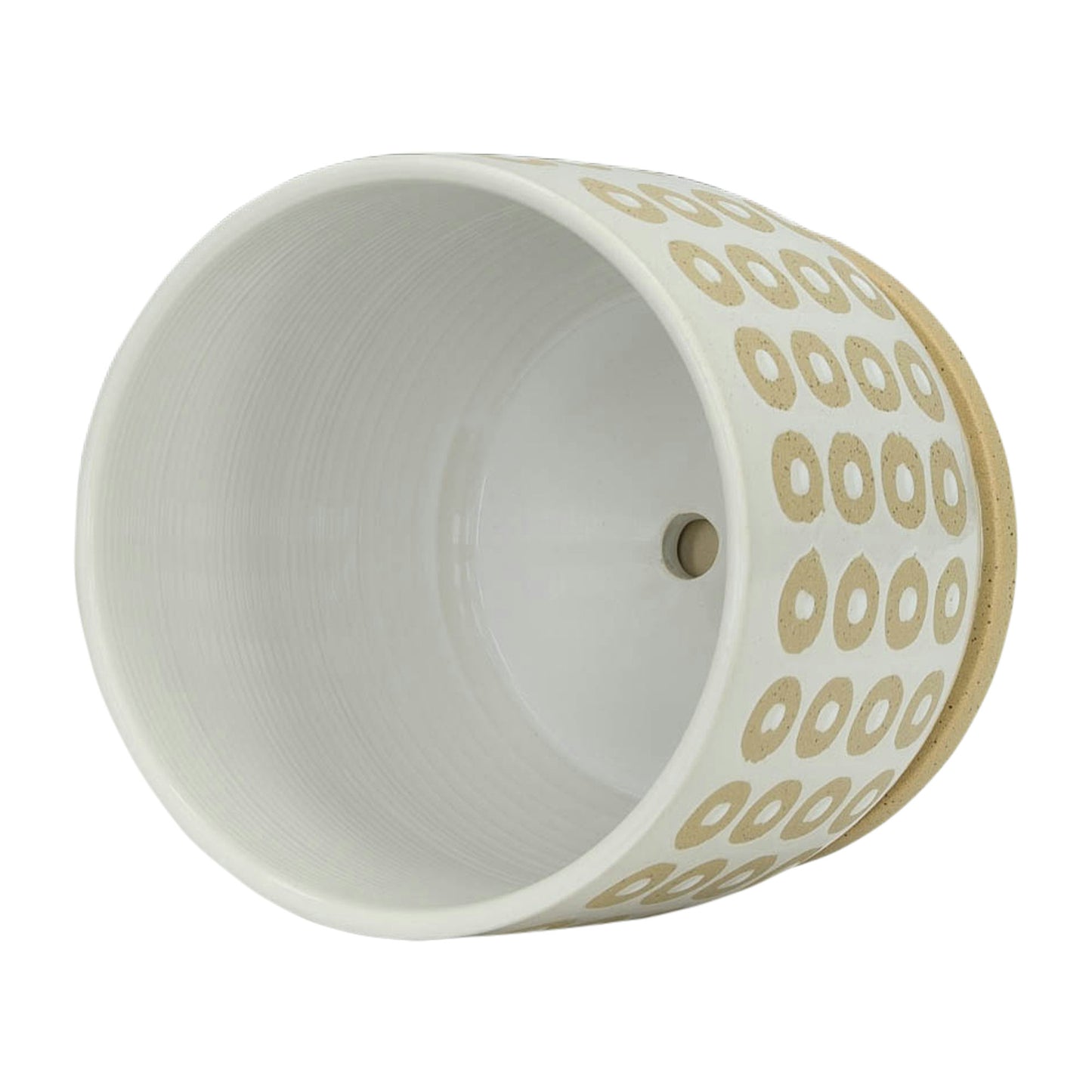 8" Circles Planter W/ Saucer, White