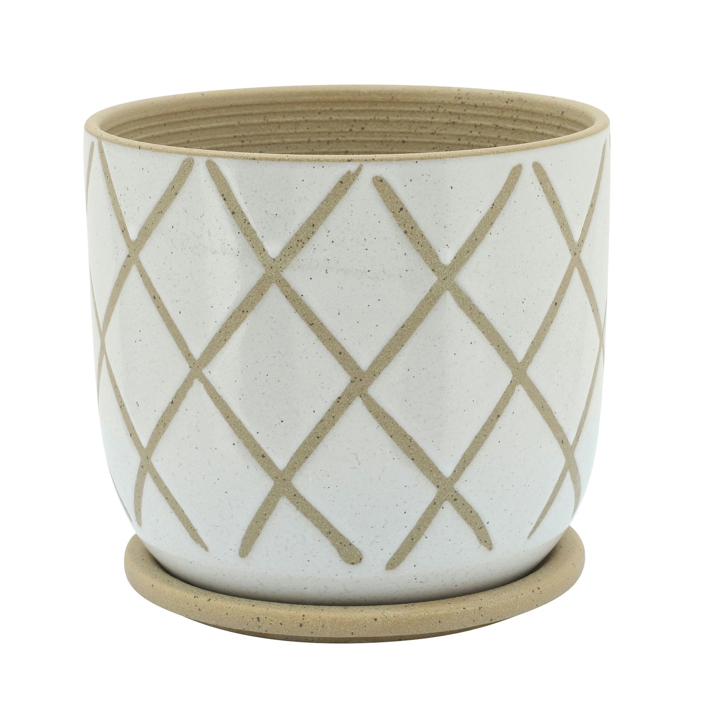 8" Cross Planter W/ Saucer, White