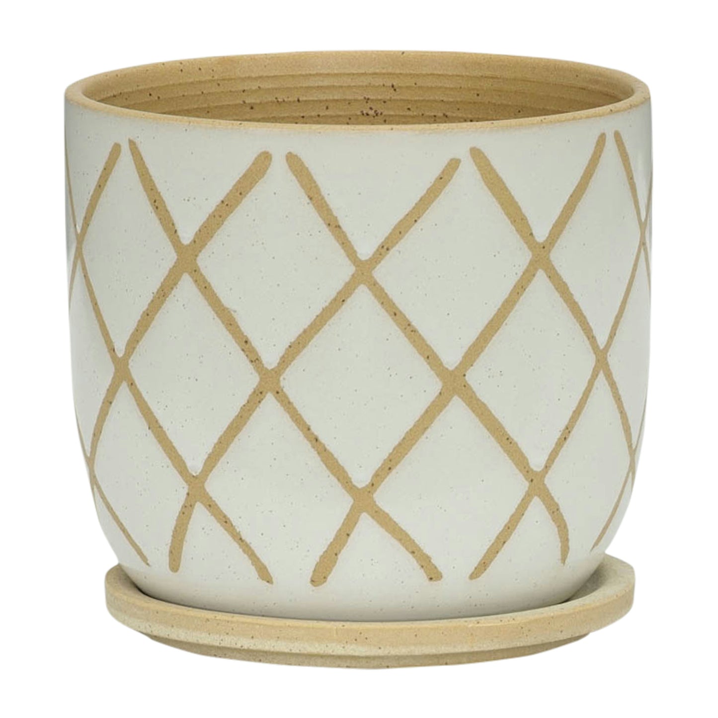 8" Cross Planter W/ Saucer, White