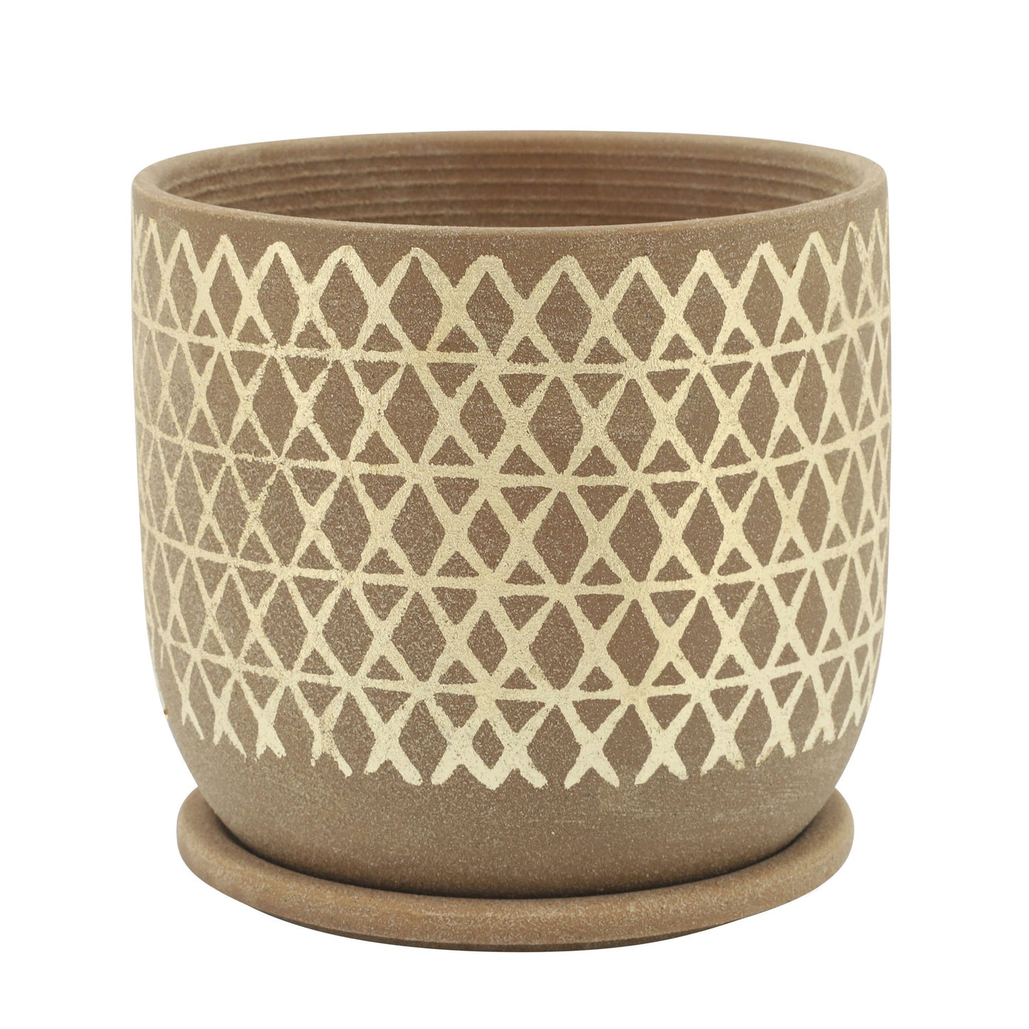 8" Cross Planter W/ Saucer, Tan