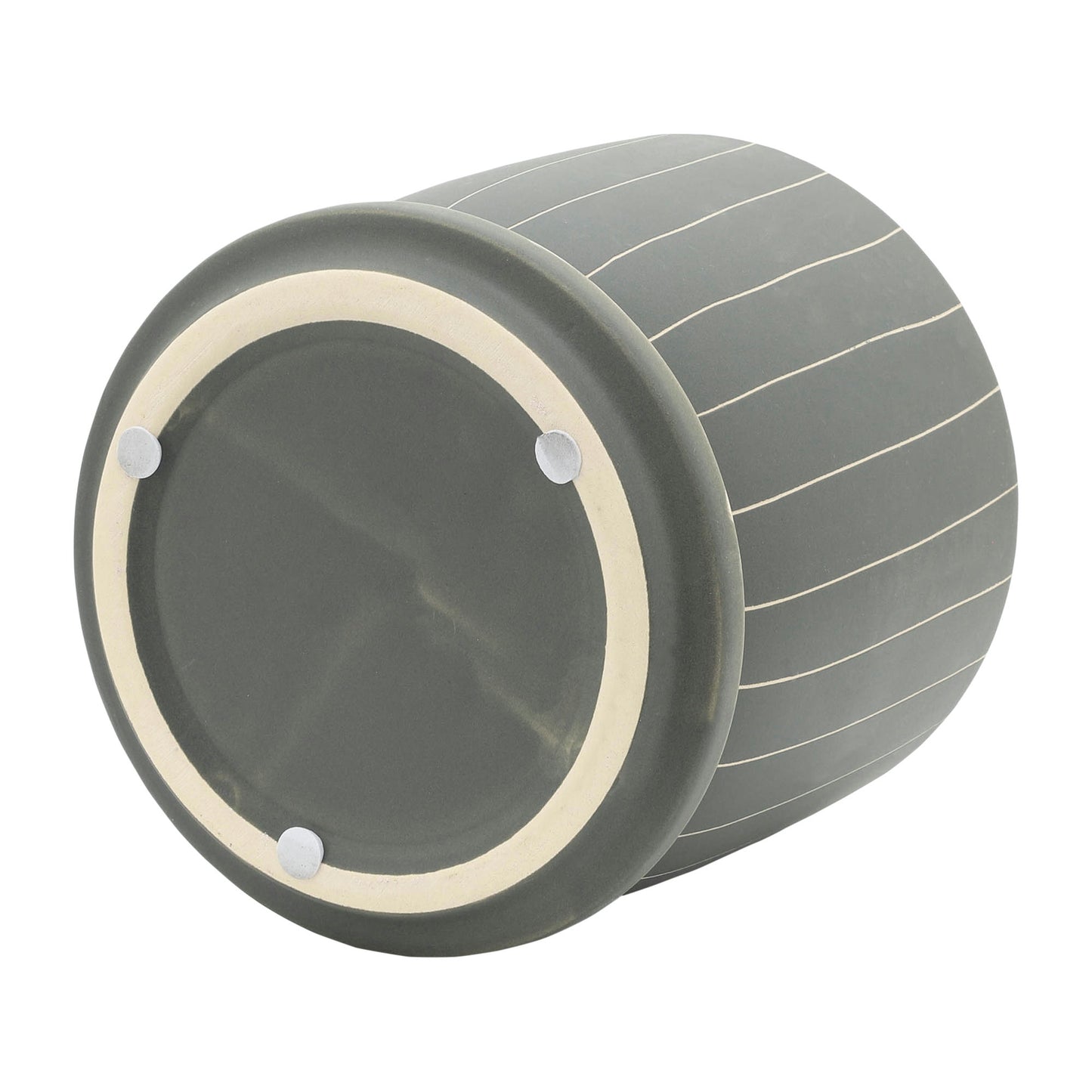 S/2 5/6" Stripes Planter W/ Saucer, Gray