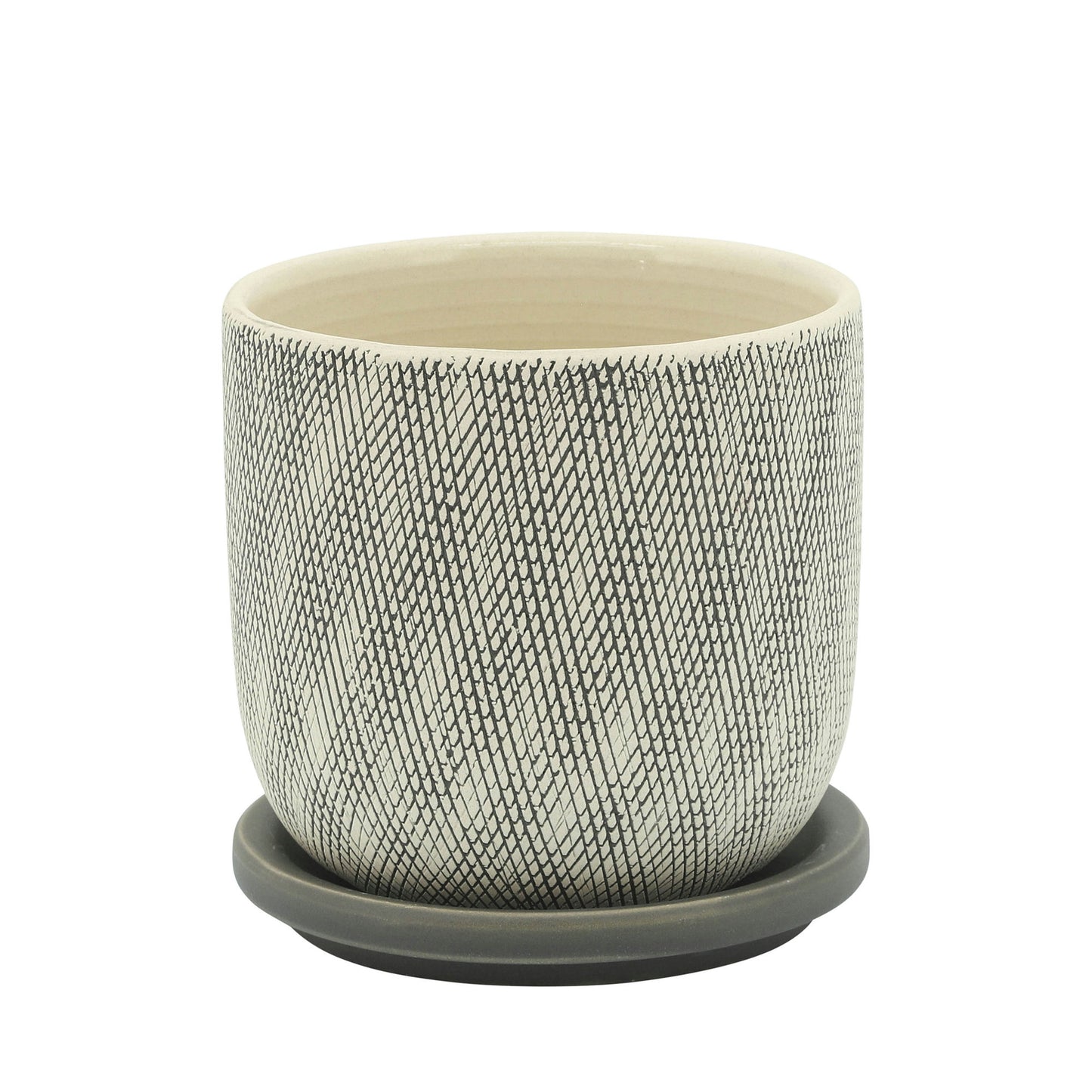 5" Mesh Planter W/ Saucer, Gray