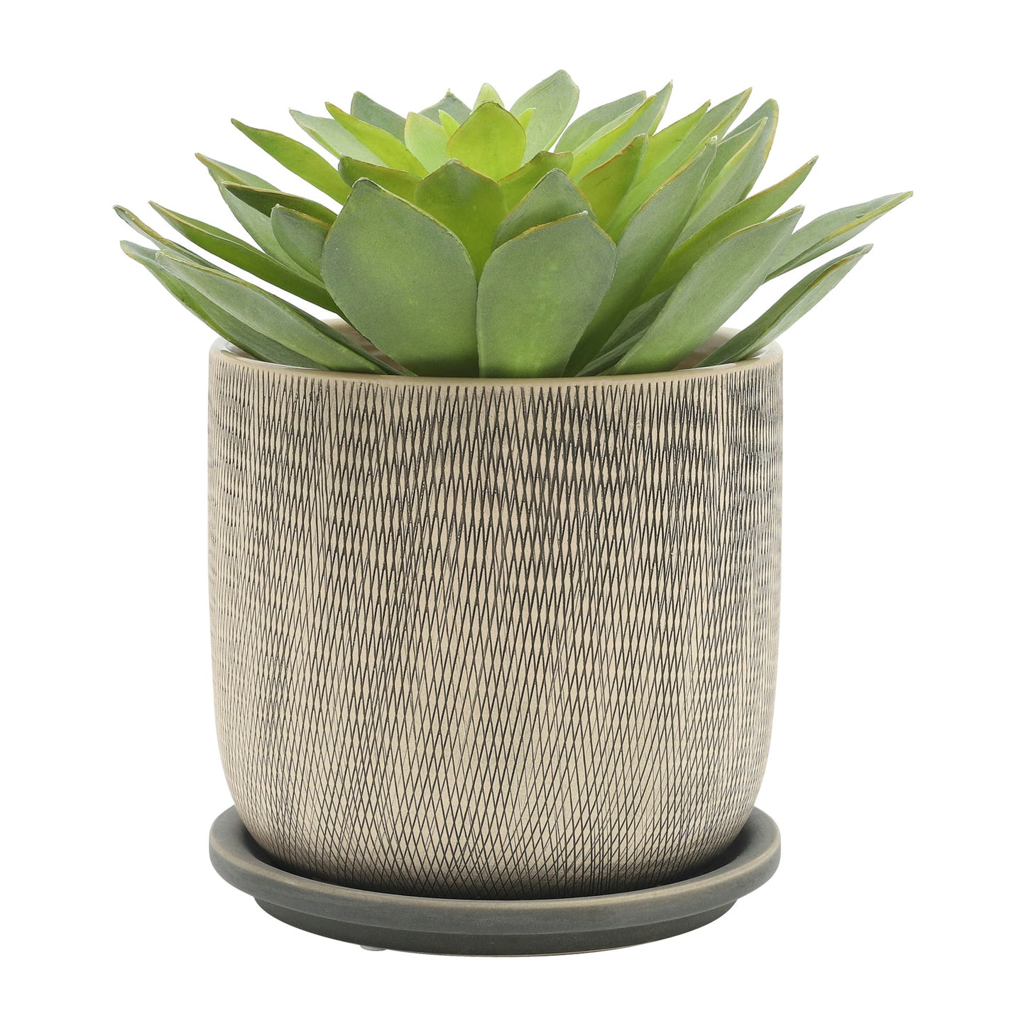 S/2 5/6" Mesh Planter W/ Saucer, Gray