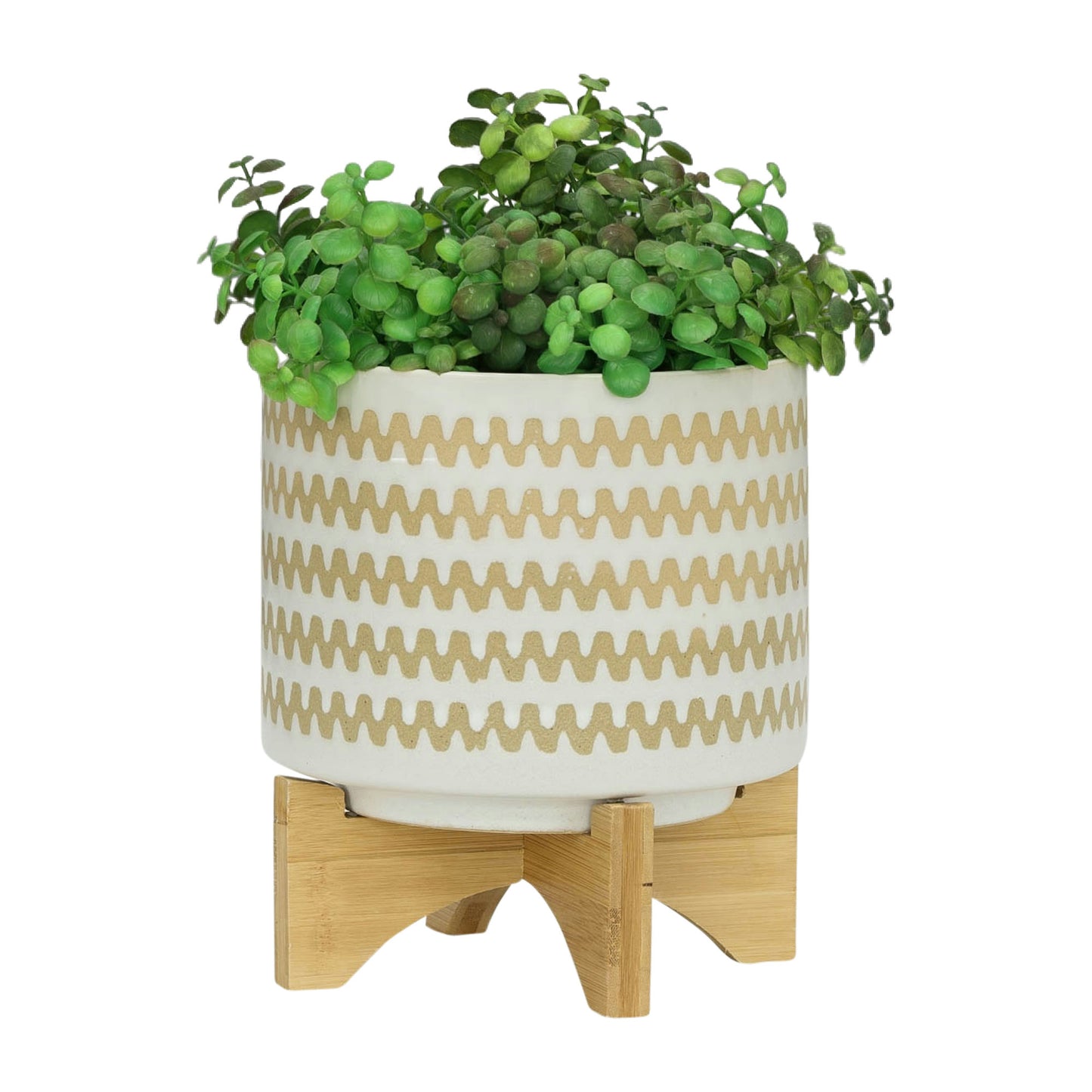 S/2 5/8" Zig-zag Planter W/ Stand, White