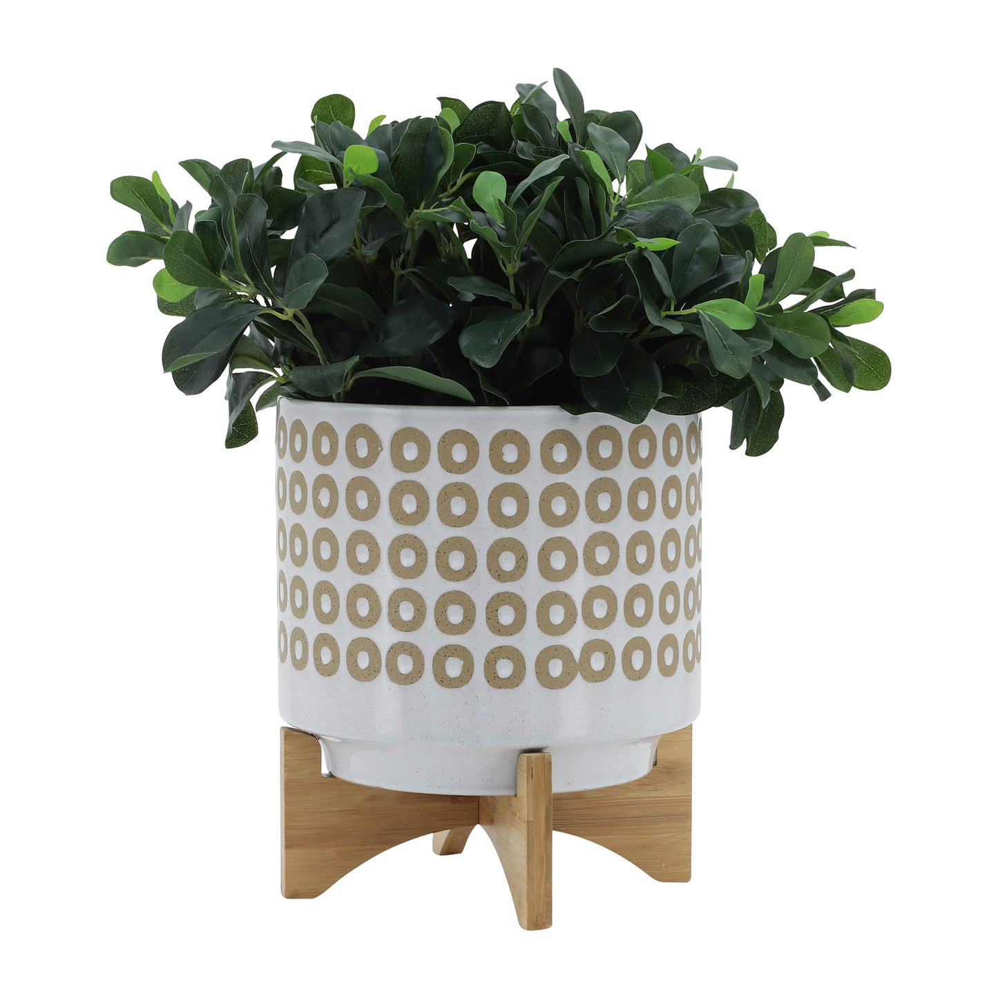 10" Circles Planter W/ Stand, White