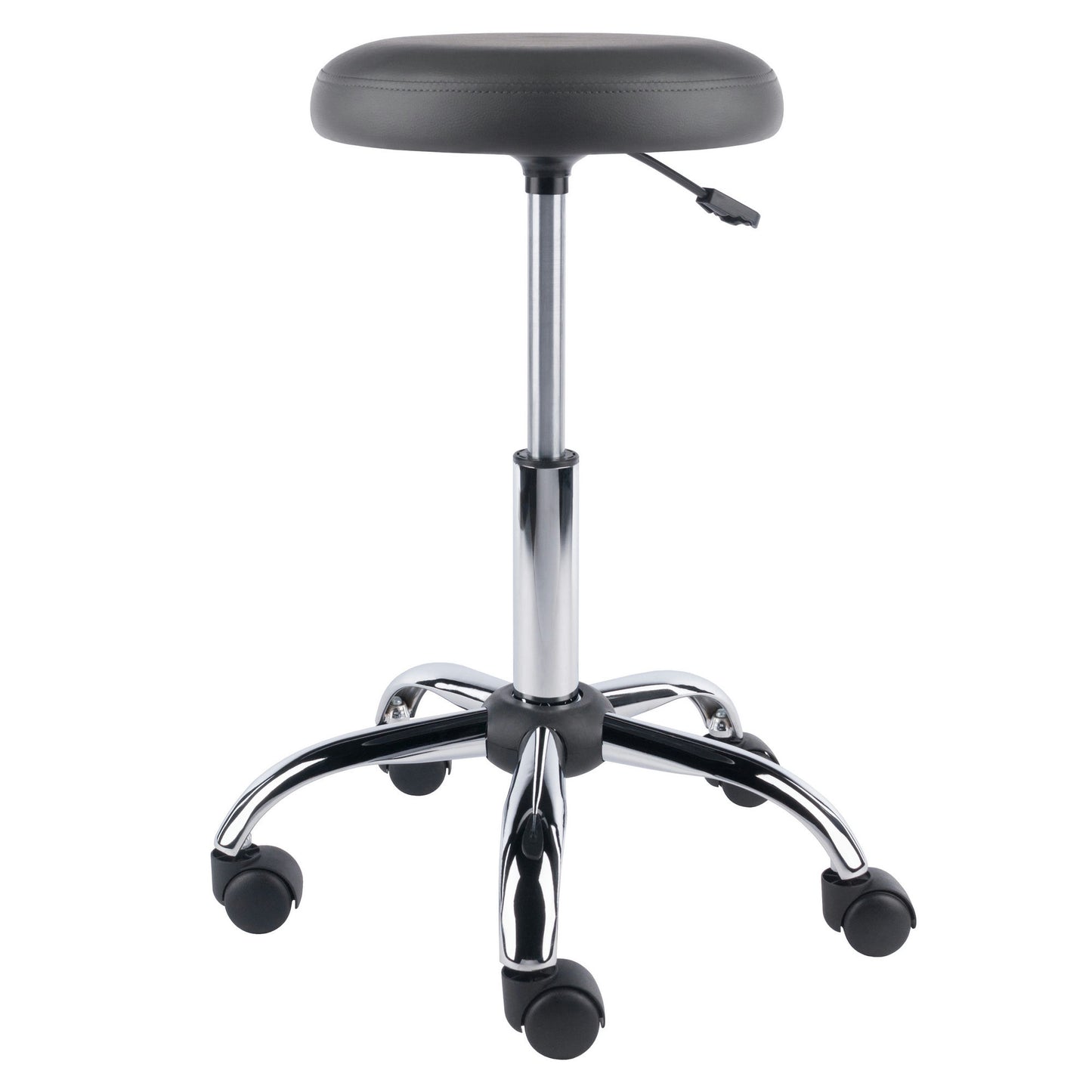 Clyde Adjustable Cushion Seat Swivel Stool, Charcoal and Chrome