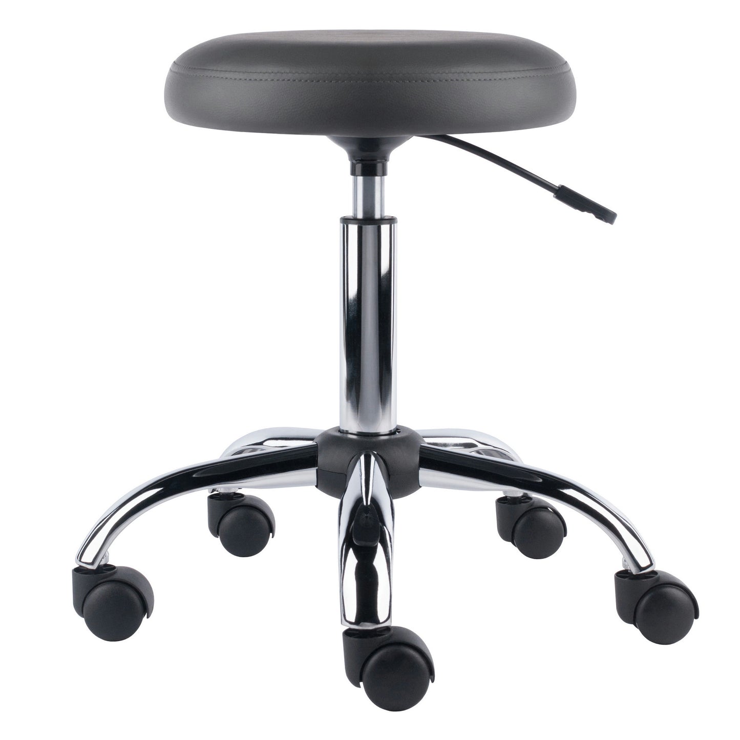 Clyde Adjustable Cushion Seat Swivel Stool, Charcoal and Chrome