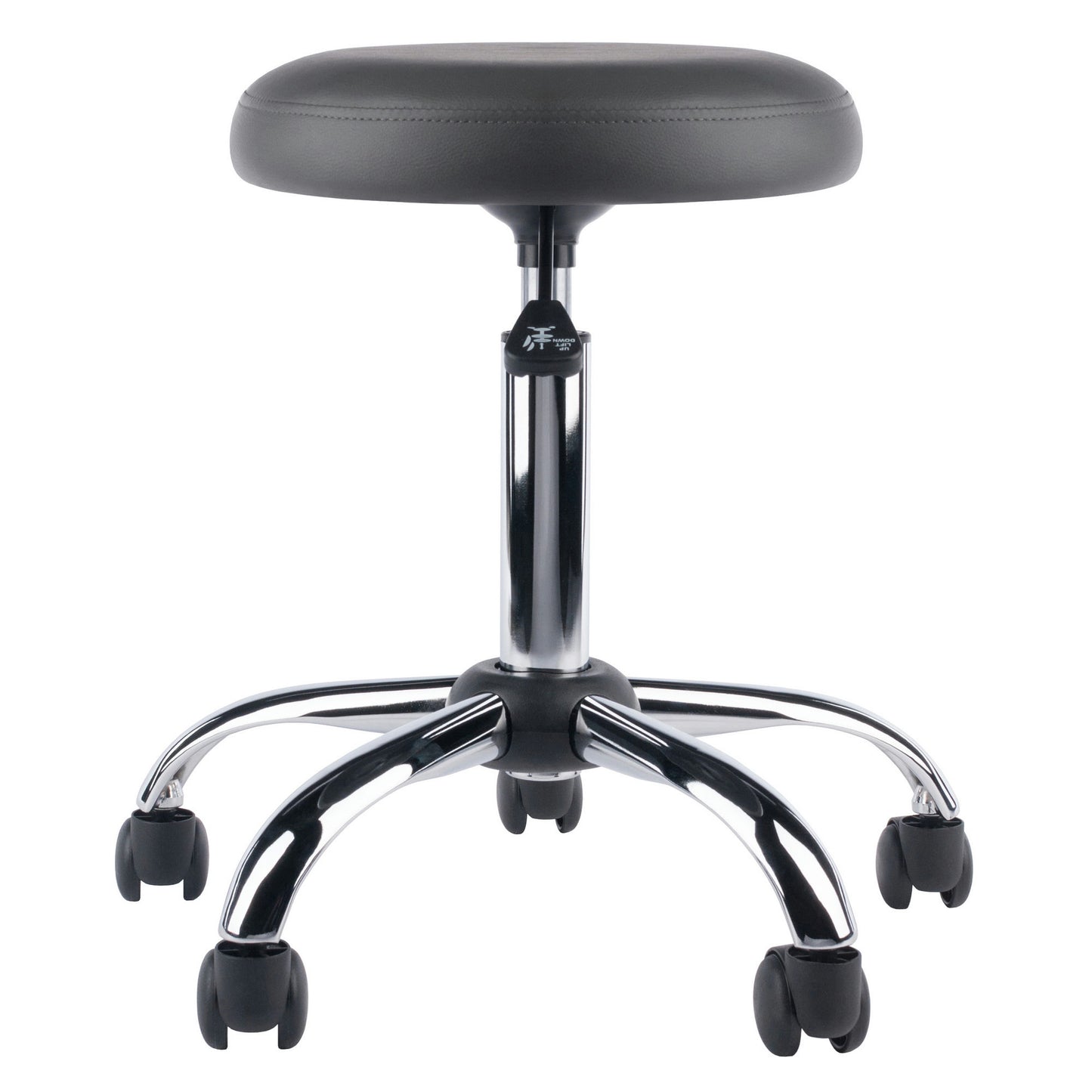 Clyde Adjustable Cushion Seat Swivel Stool, Charcoal and Chrome