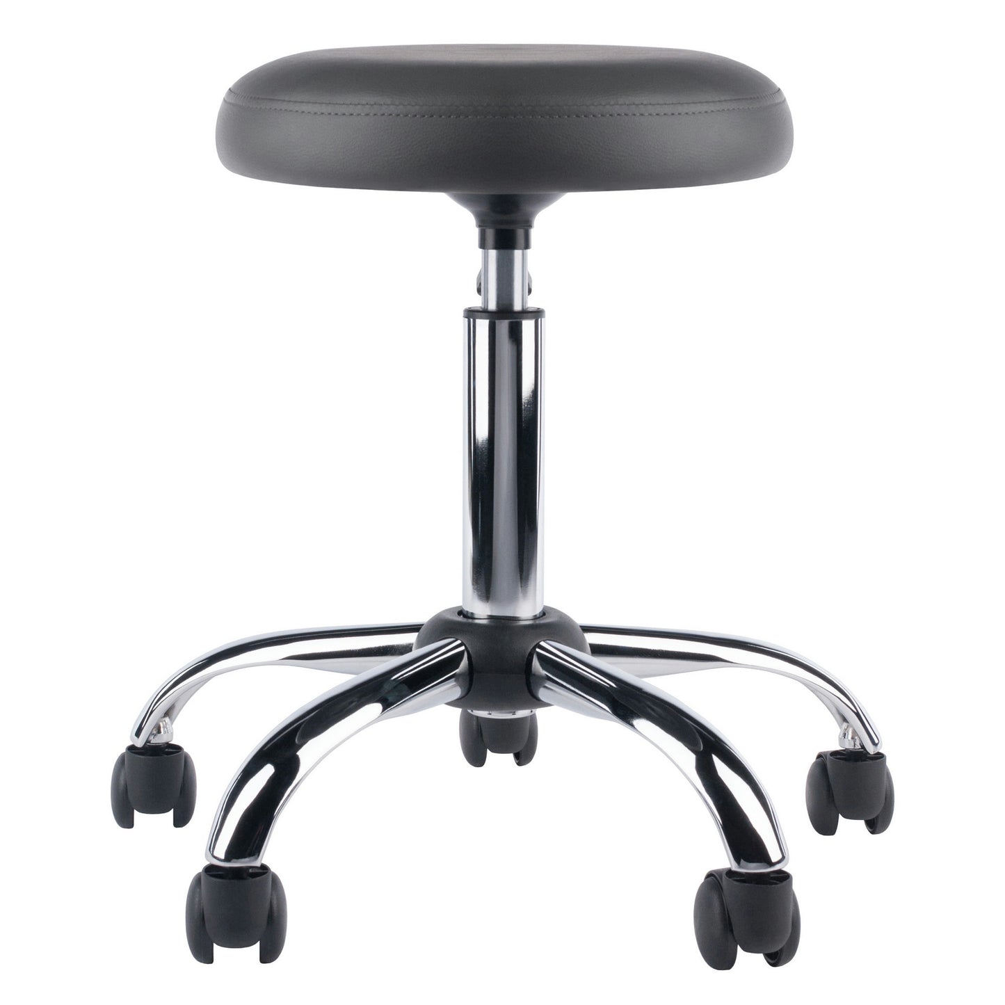 Clyde Adjustable Cushion Seat Swivel Stool, Charcoal and Chrome