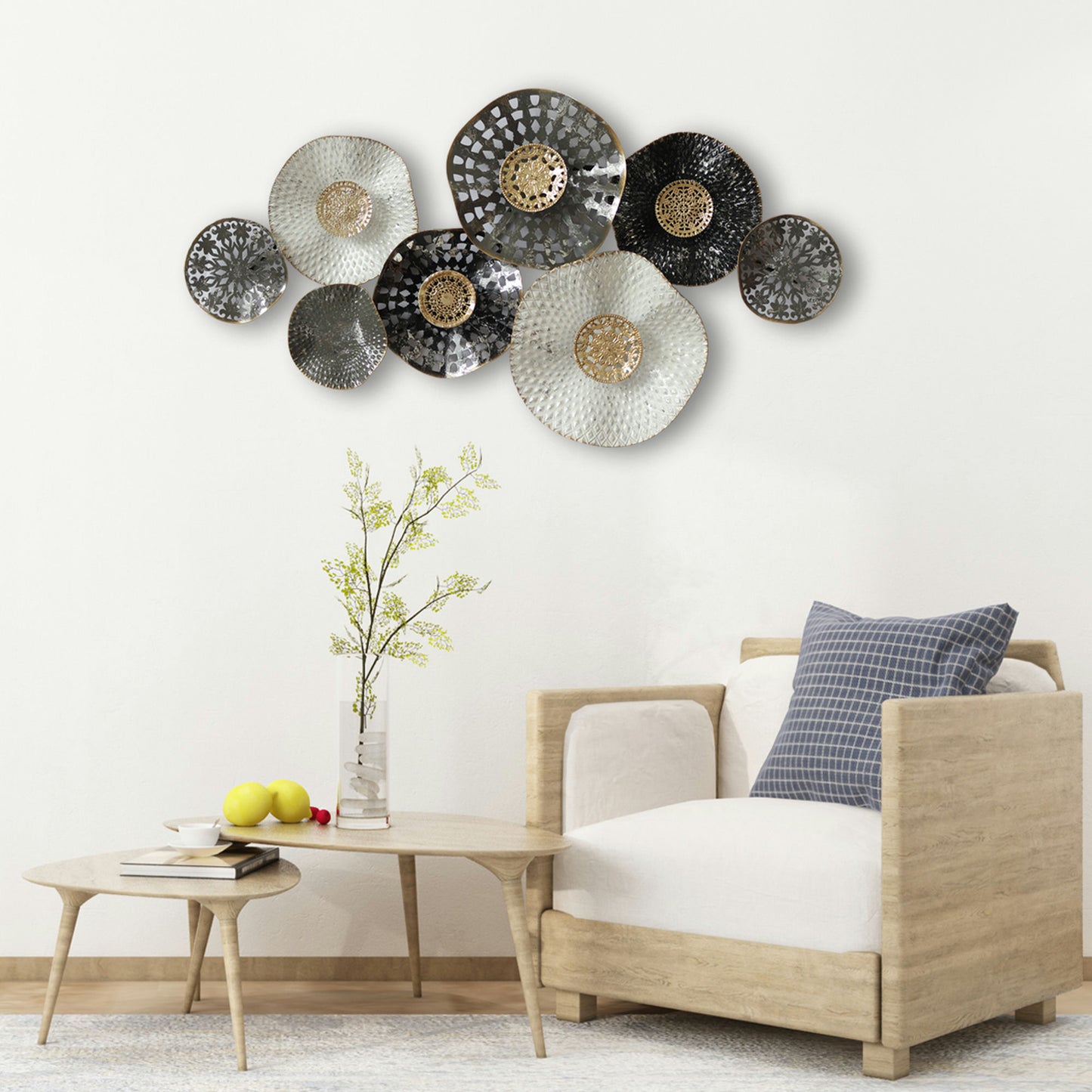 Metal 36" 8 Disc Pads Wall Deco, Multi Wb