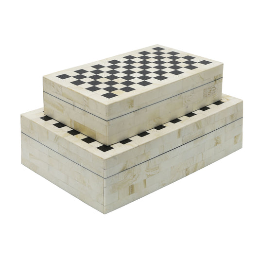 Resin S/2 Checkered Boxes, Black/white